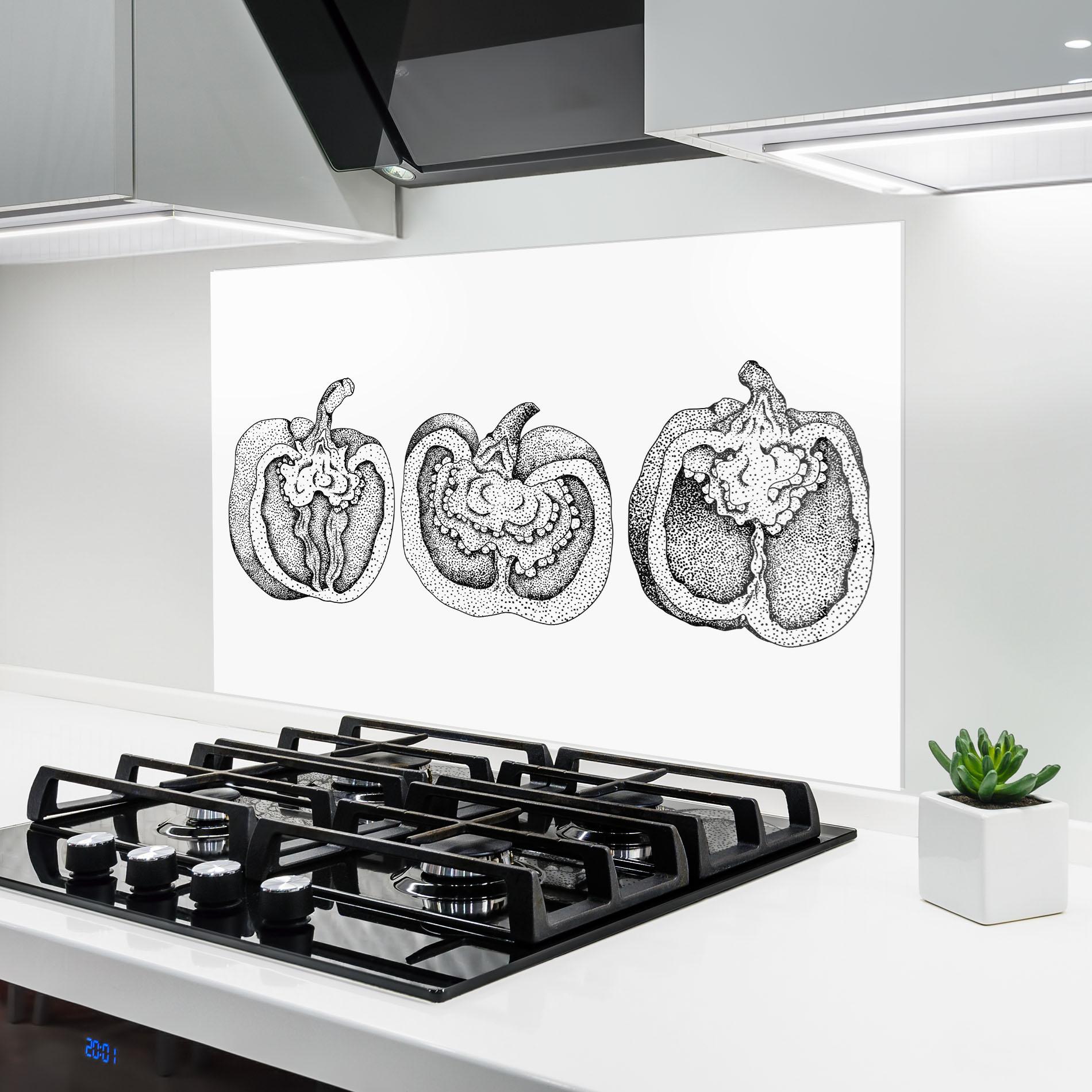 Стъклен панел за кухня Pepper Black Art mockup 6