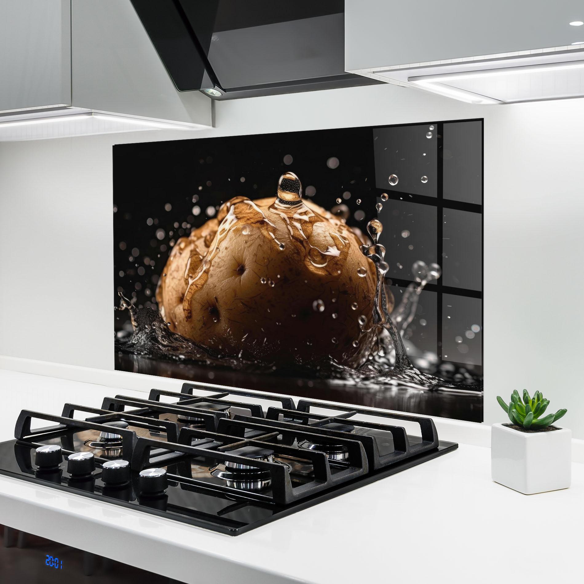 Стъклен панел за кухня Potato Splash mockup 6