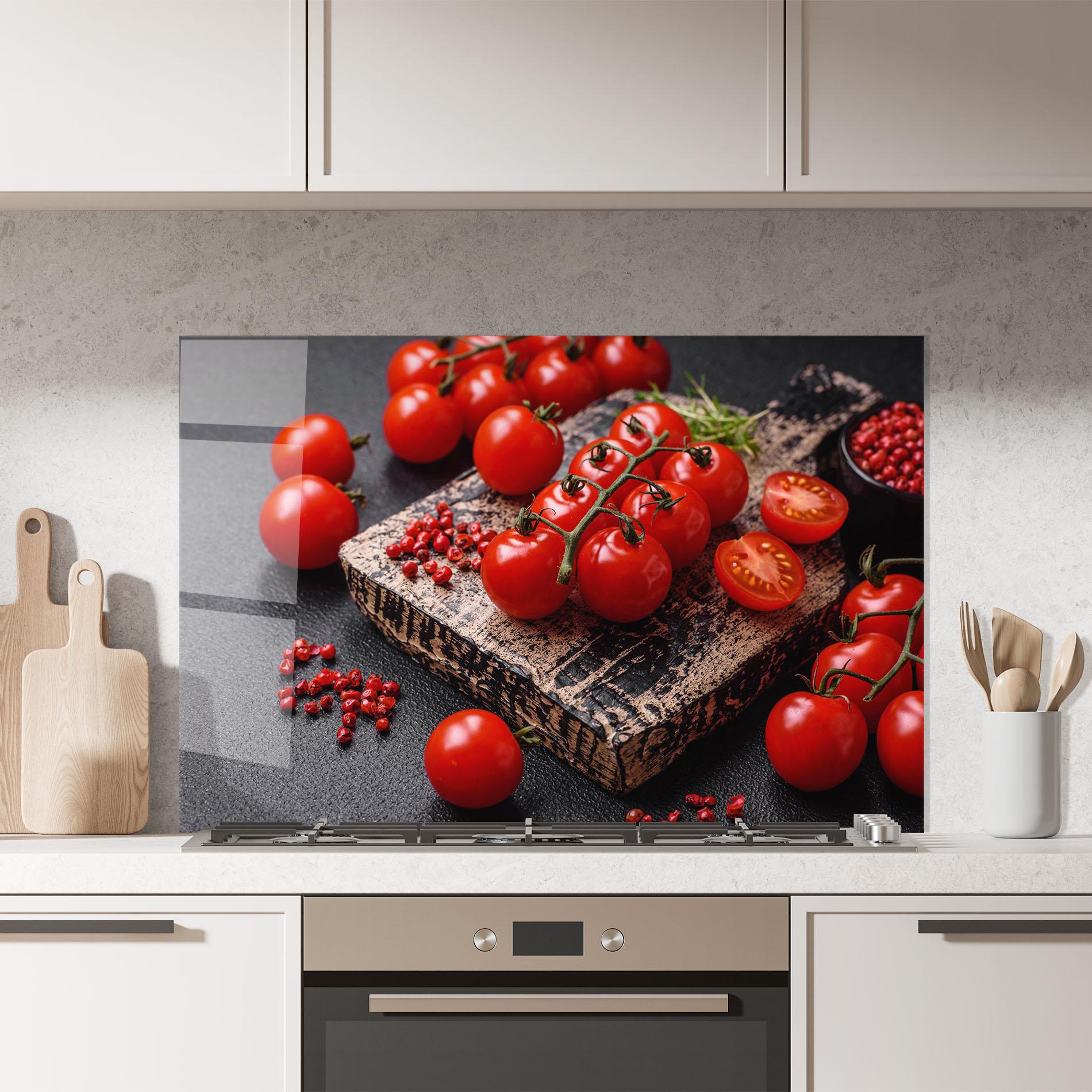 Стъклен панел за кухня Fresh Cherry Tomatoes mockup 7