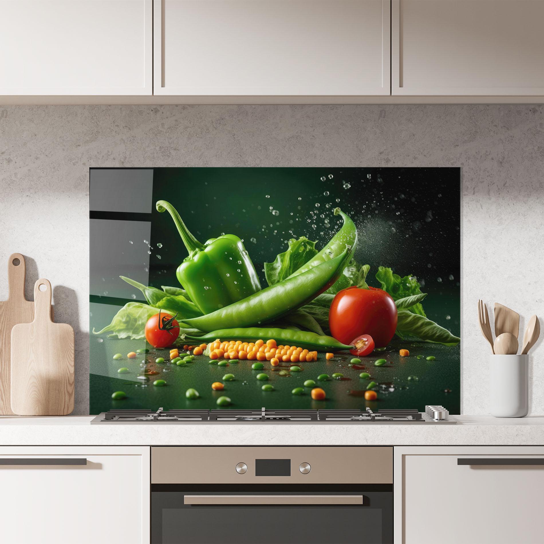 Стъклен панел за кухня Fresh Vegetables mockup 7