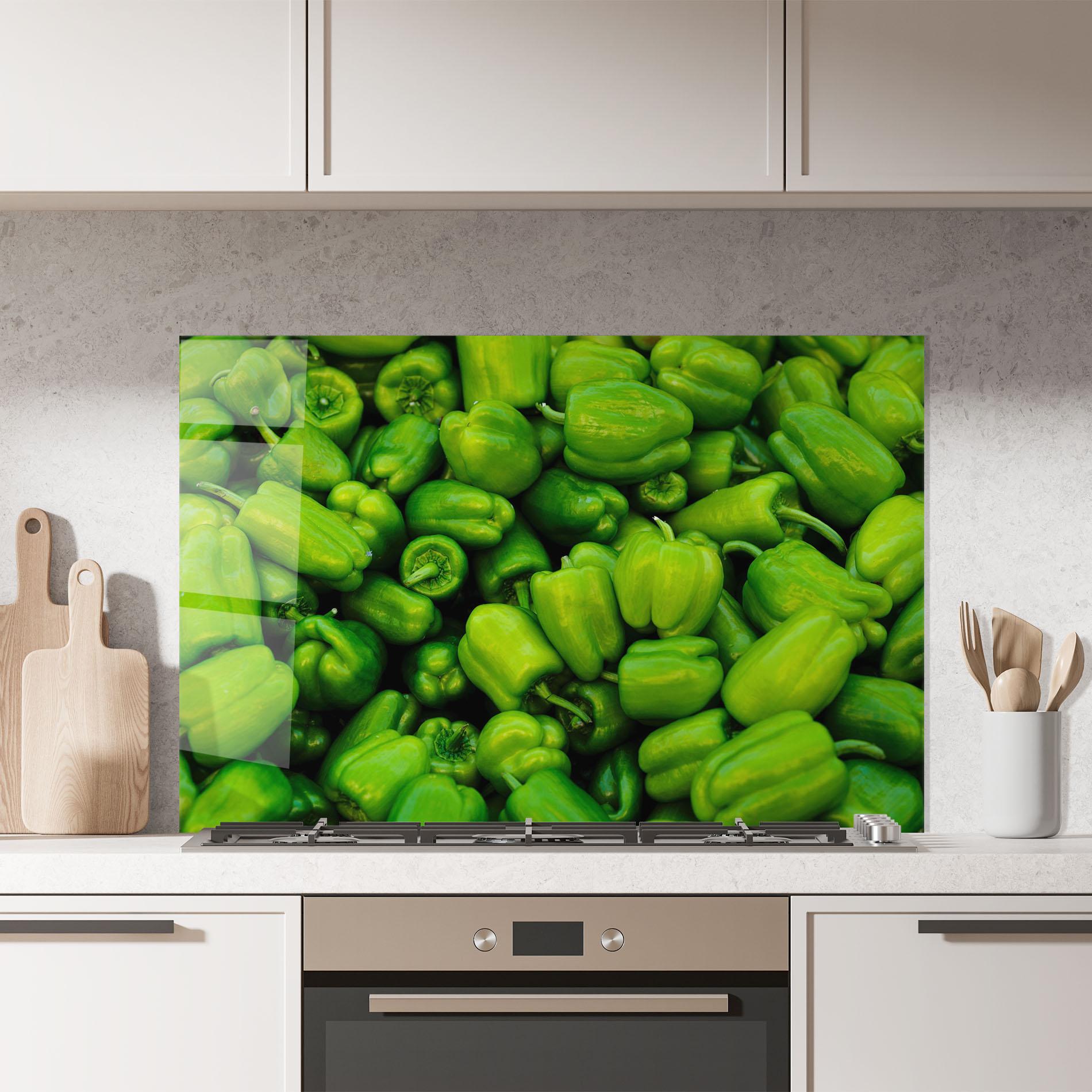 Стъклен панел за кухня Green Bellpepper mockup 7