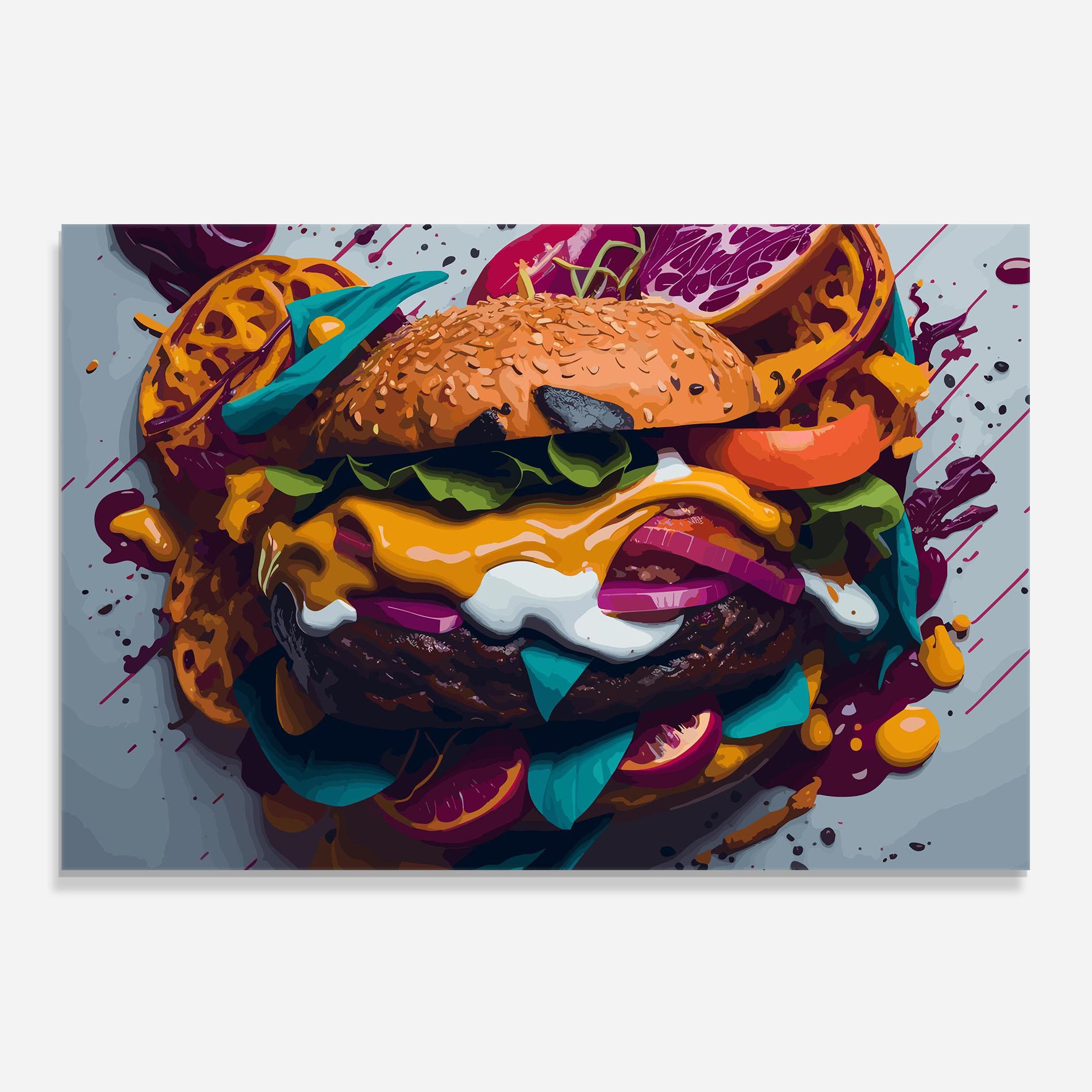 Стъклен панел за кухня Burger Color Mix mockup 0