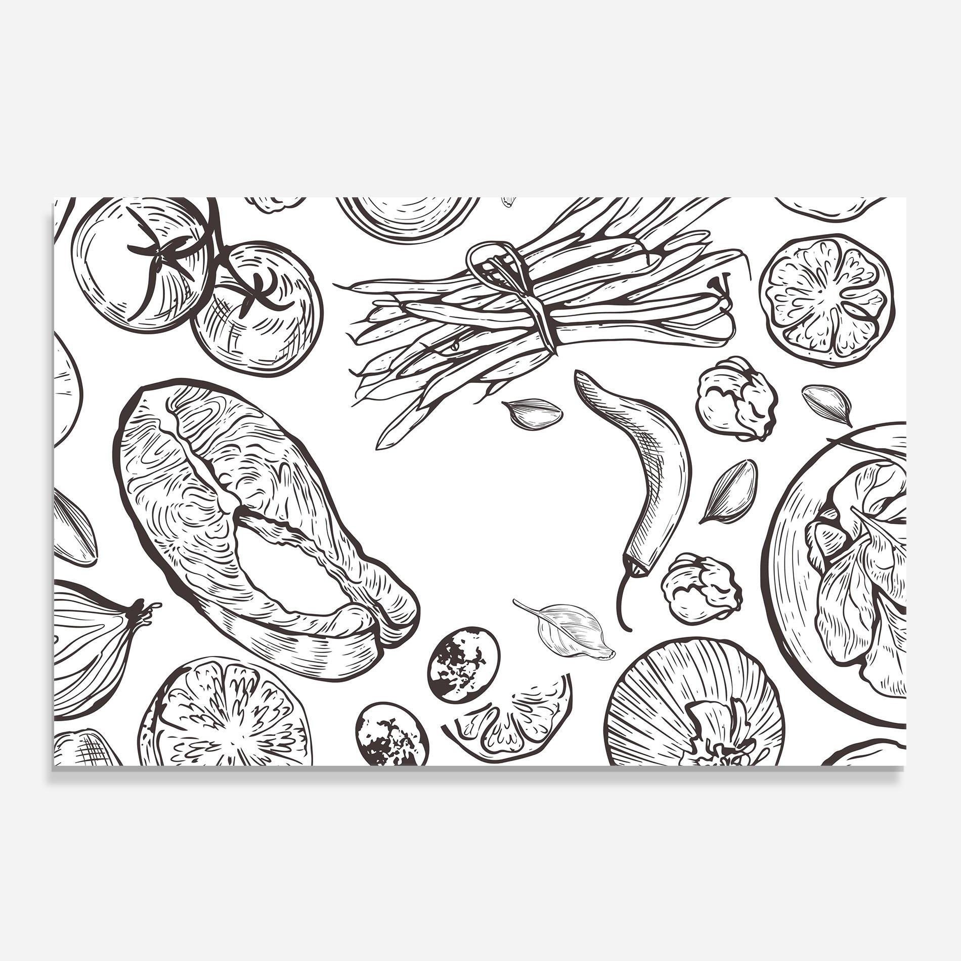 Стъклен панел за кухня Grey Line Food mockup 0