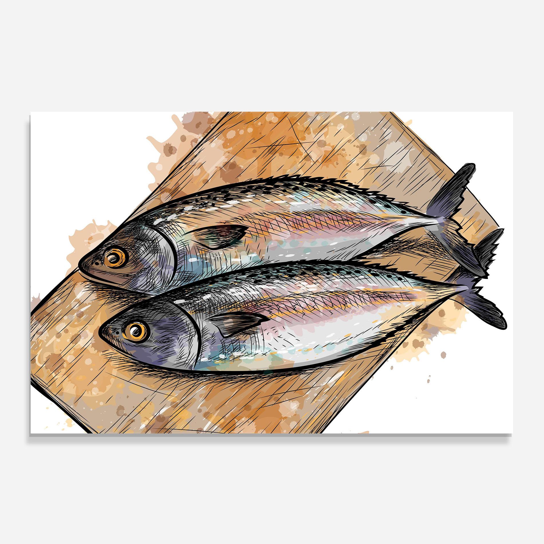 Стъклен панел за кухня Grilled Fish mockup 0