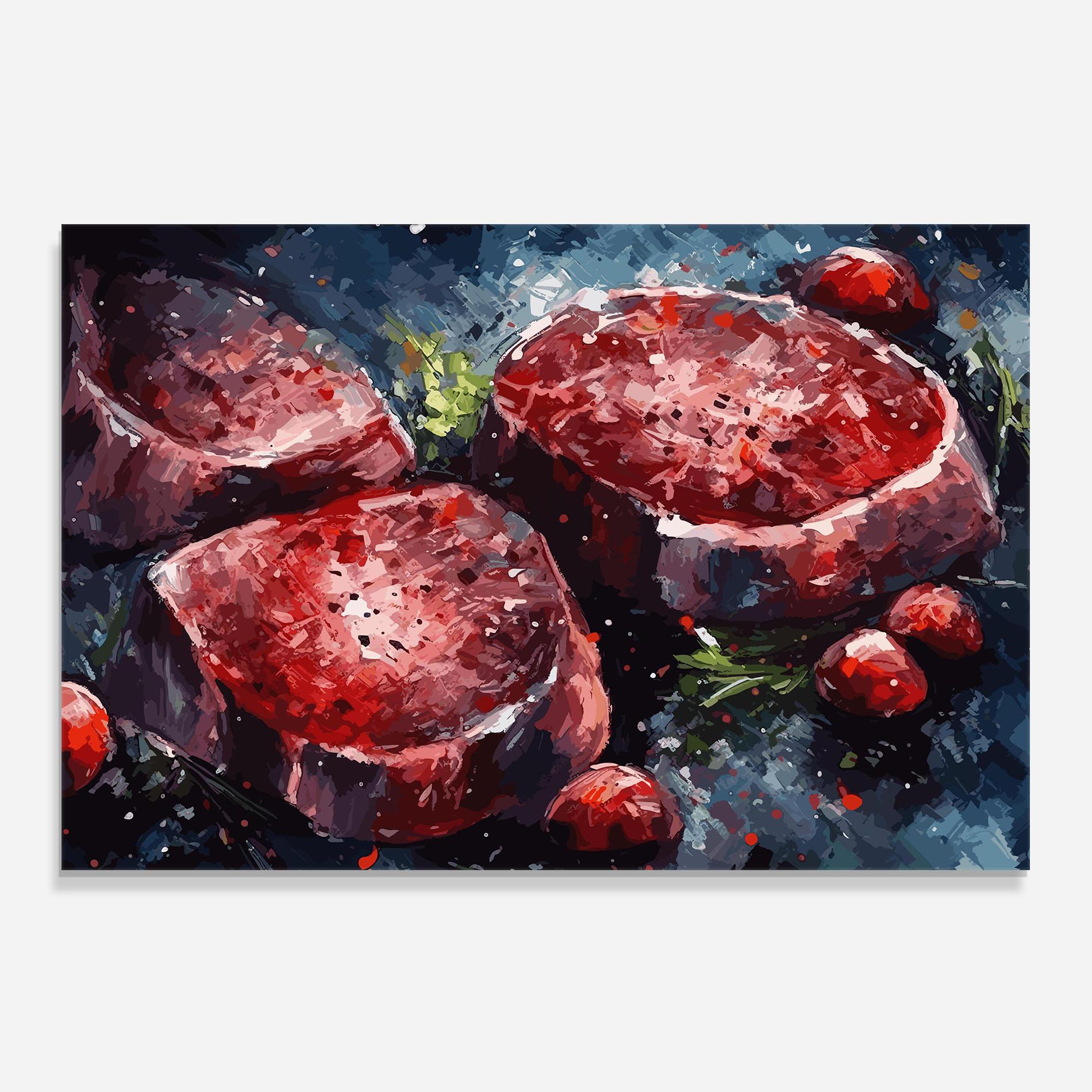 Стъклен панел за кухня Meat Art mockup 0