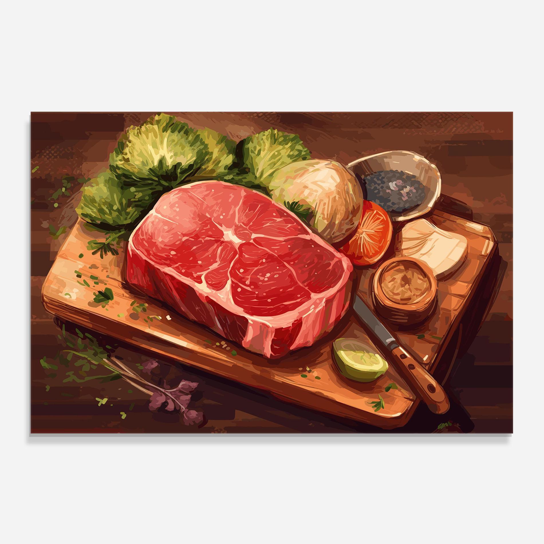 Стъклен панел за кухня Meat Preparing mockup 0
