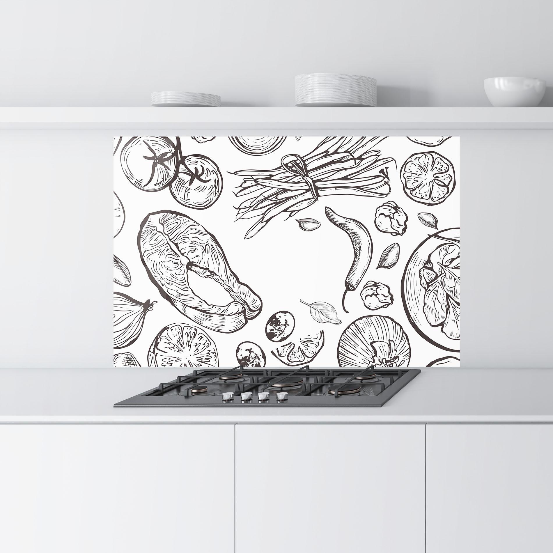 Стъклен панел за кухня Grey Line Food mockup 9