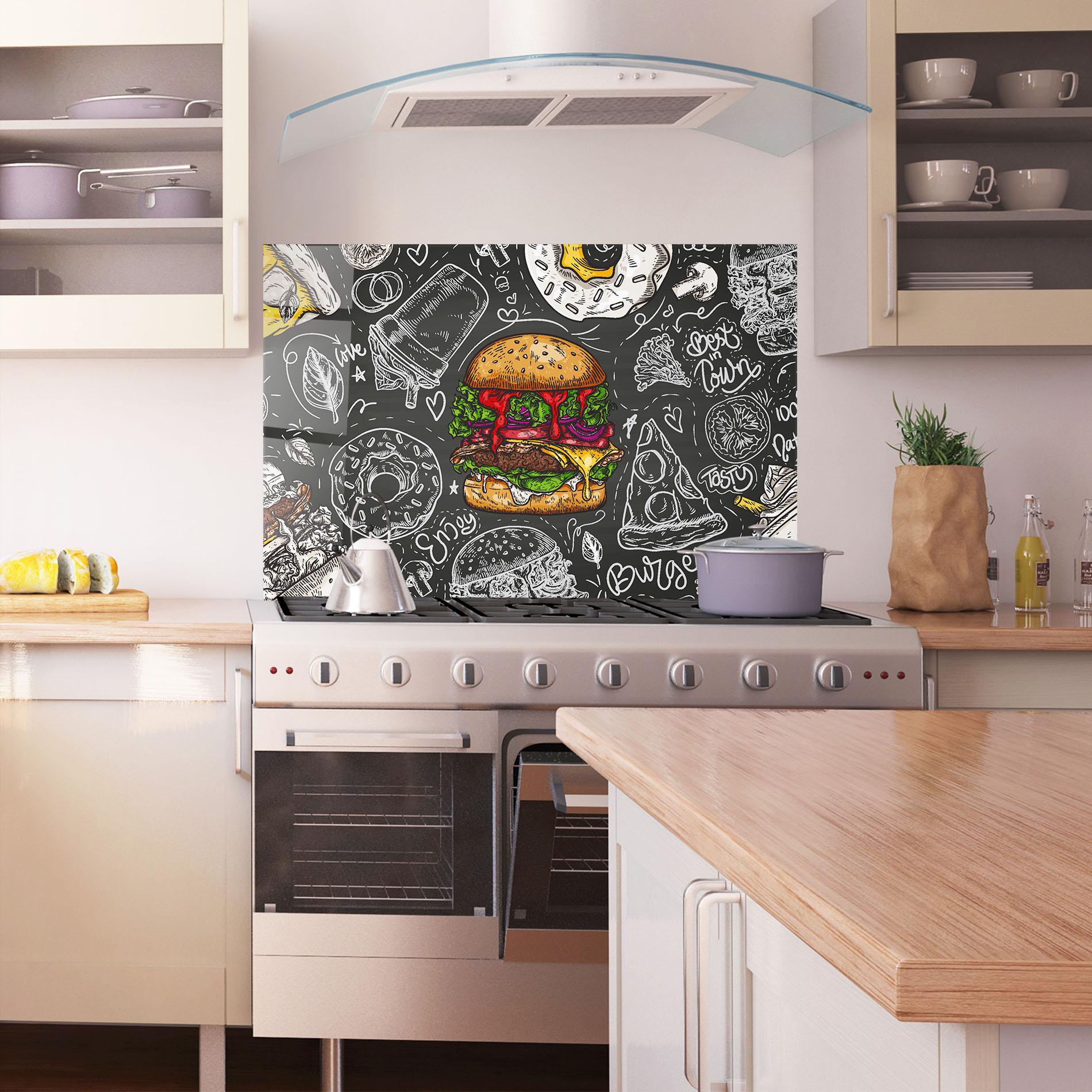 Стъклен панел за кухня Color Mix Burger mockup 1