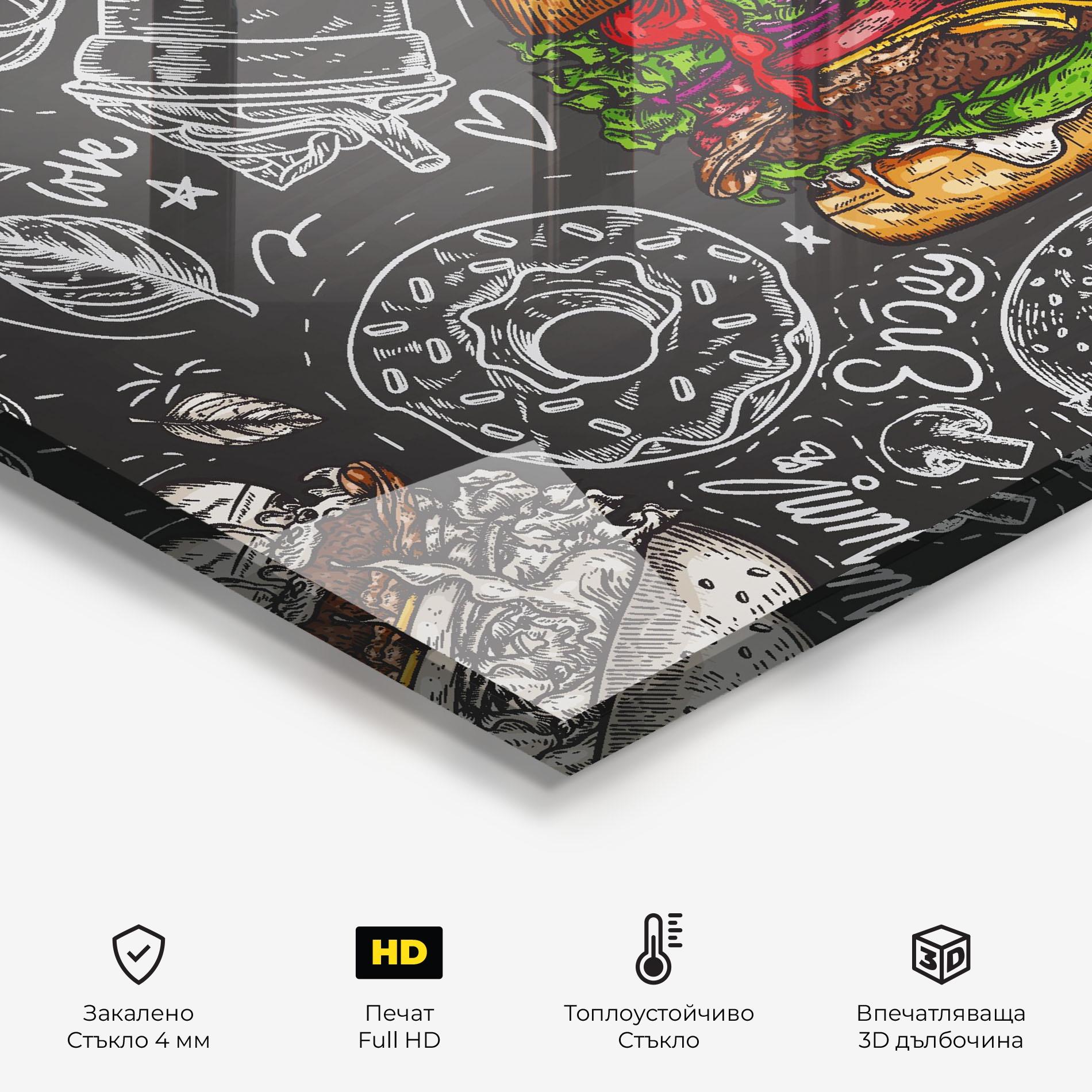 Стъклен панел за кухня Color Mix Burger mockup 2