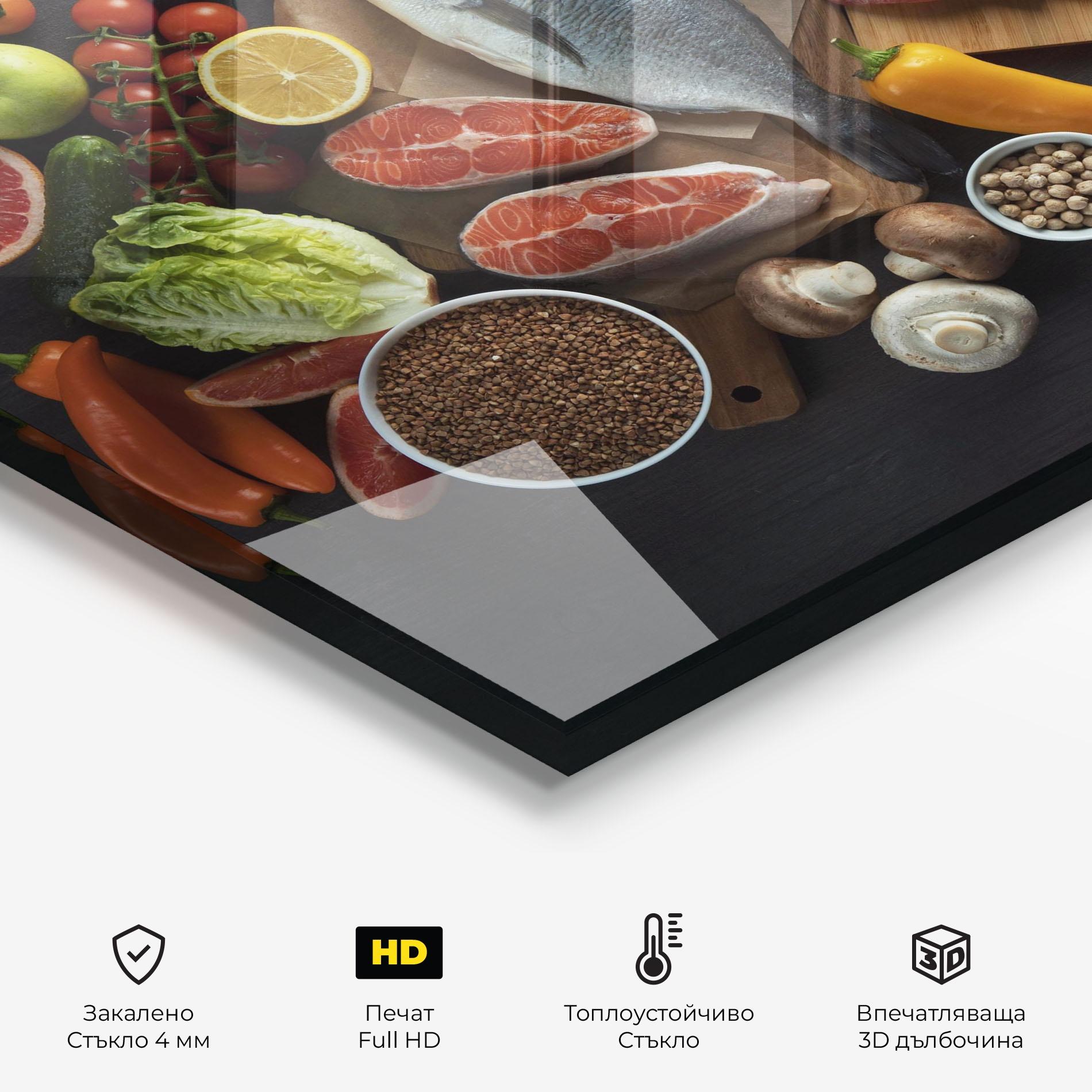 Стъклен панел за кухня Food Ingredients mockup 2