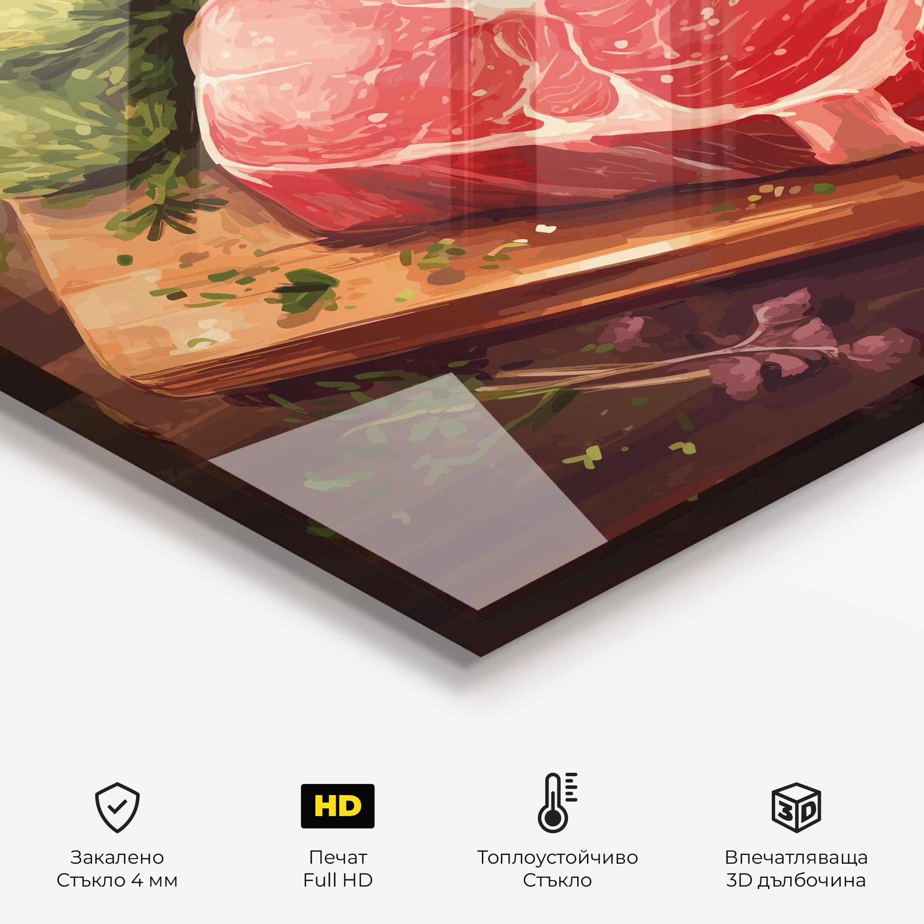 Стъклен панел за кухня Meat Preparing mockup 2