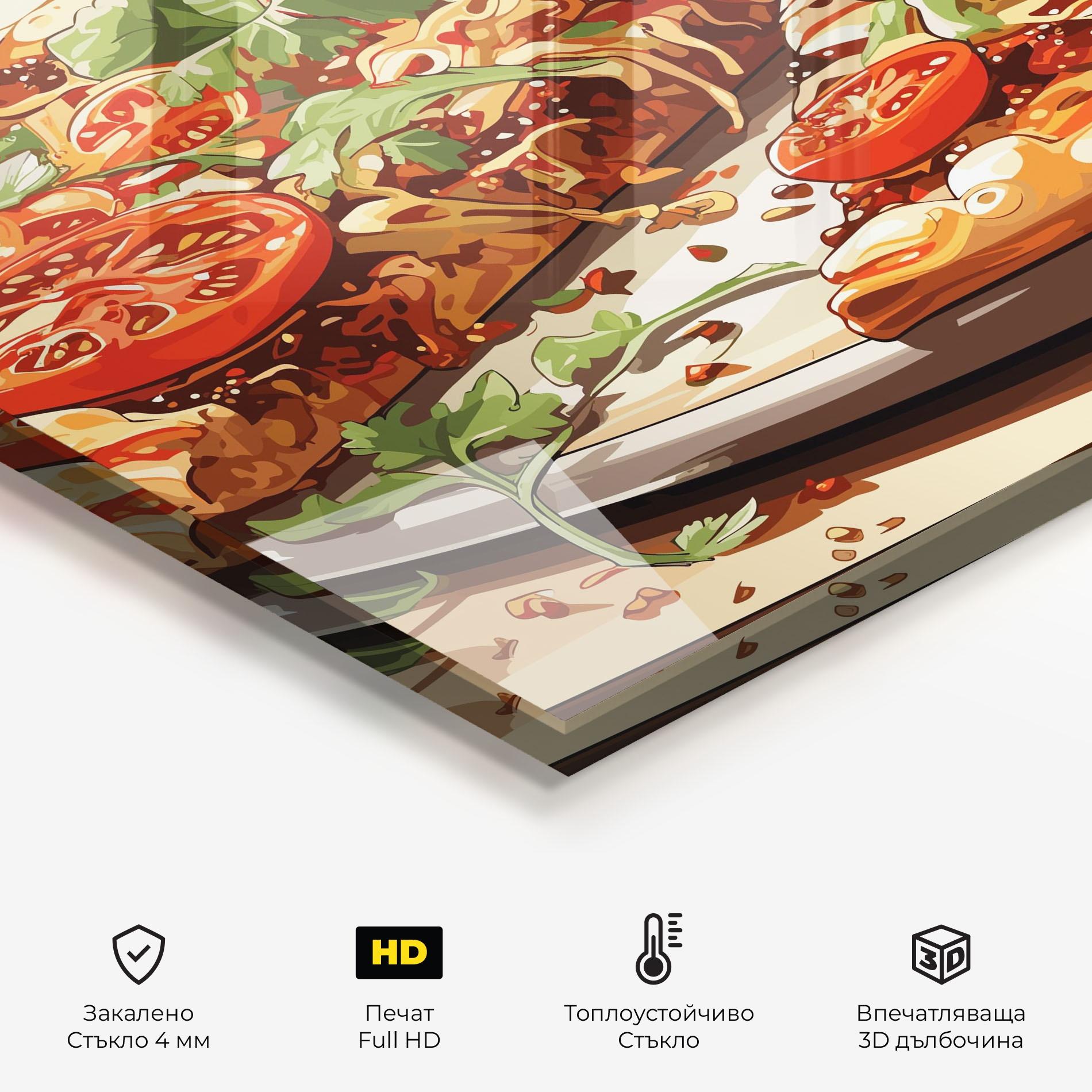 Стъклен панел за кухня Pizza View mockup 2
