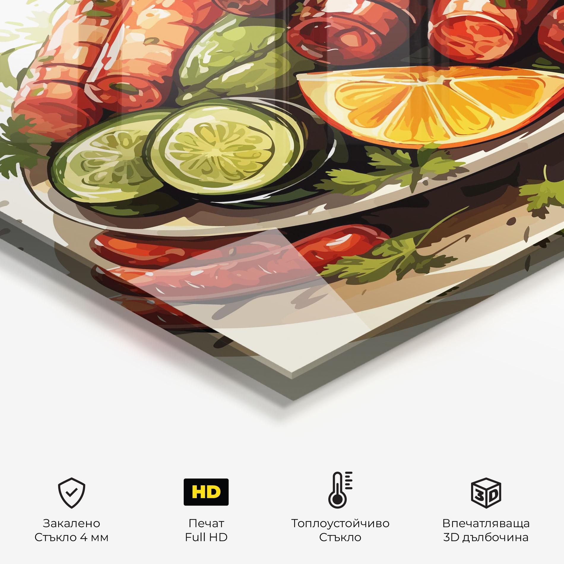 Стъклен панел за кухня Tasty Sousages mockup 2