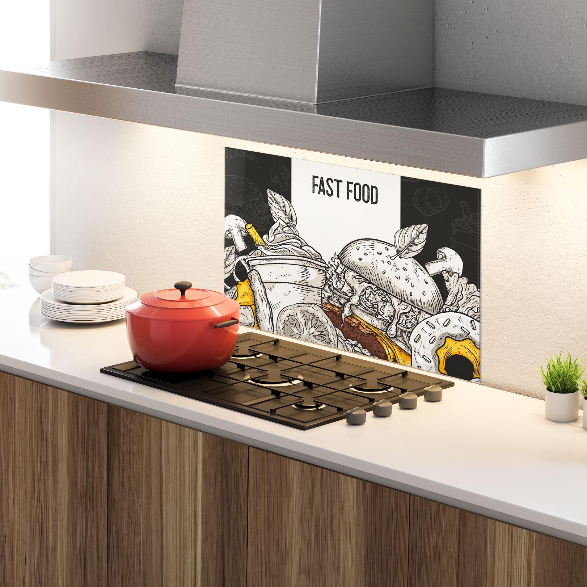 Стъклен панел за кухня Fast Food mockup 4
