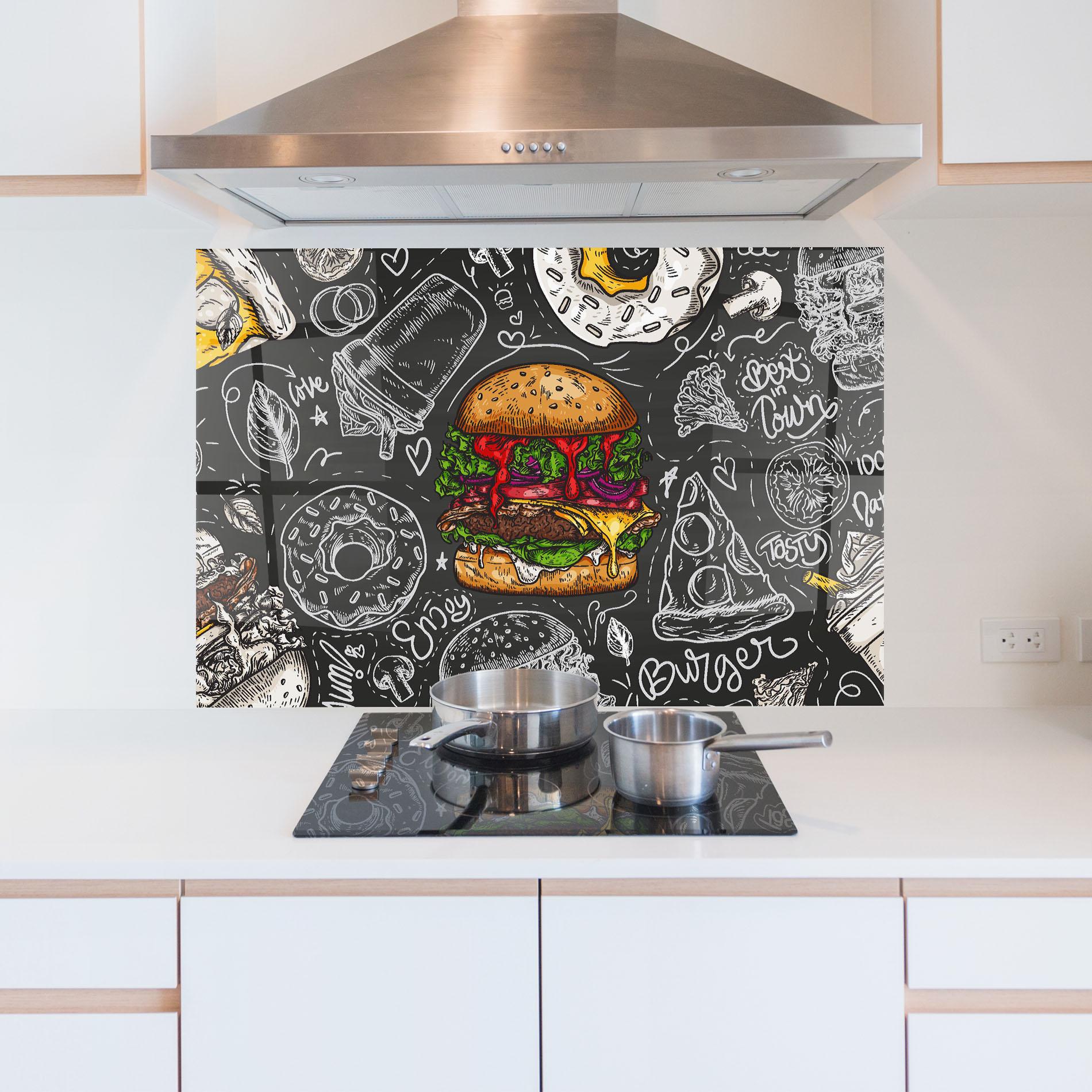 Стъклен панел за кухня Color Mix Burger mockup 5