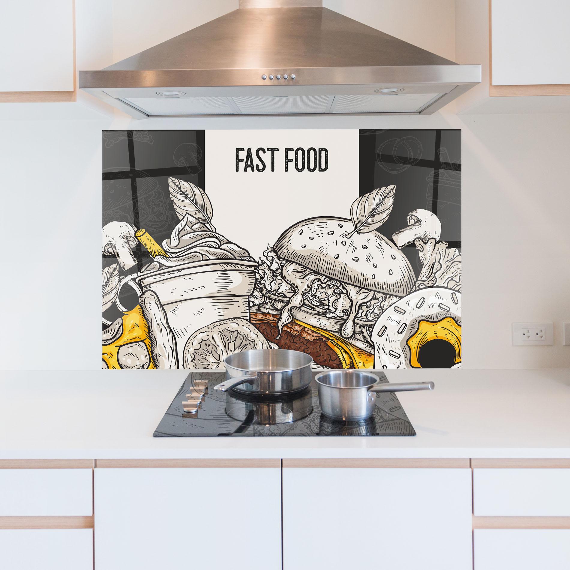Стъклен панел за кухня Fast Food mockup 5