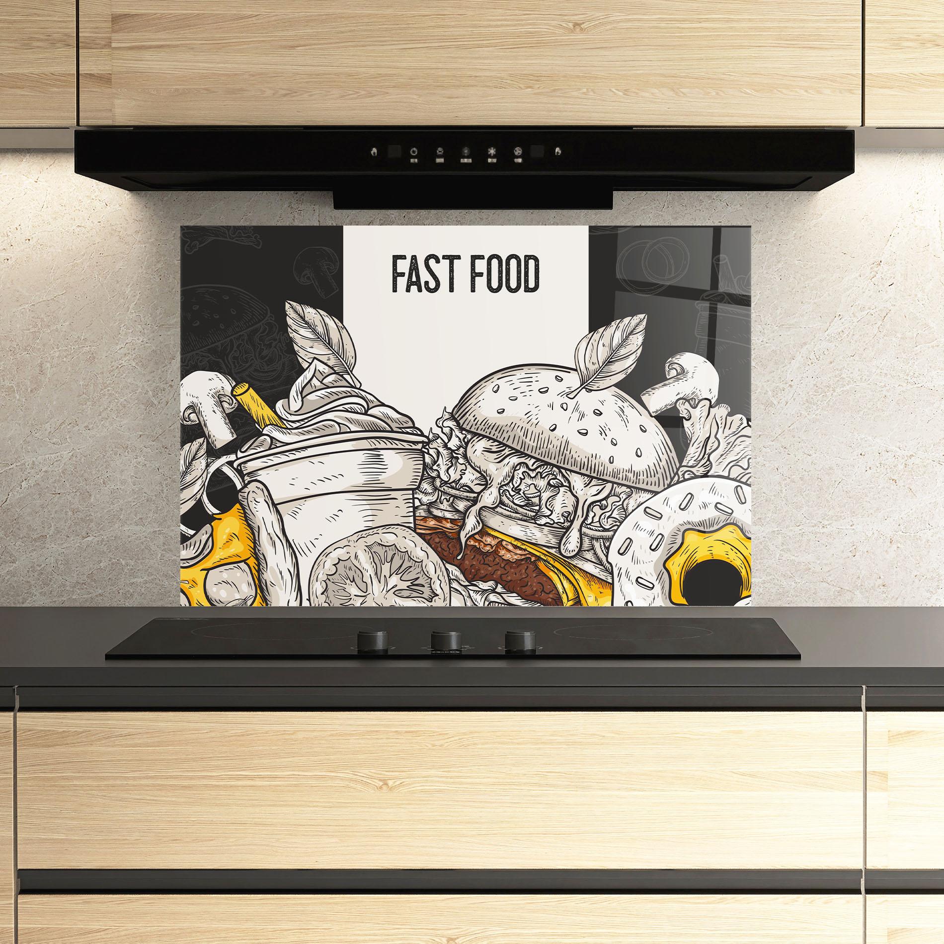 Стъклен панел за кухня Fast Food mockup 3