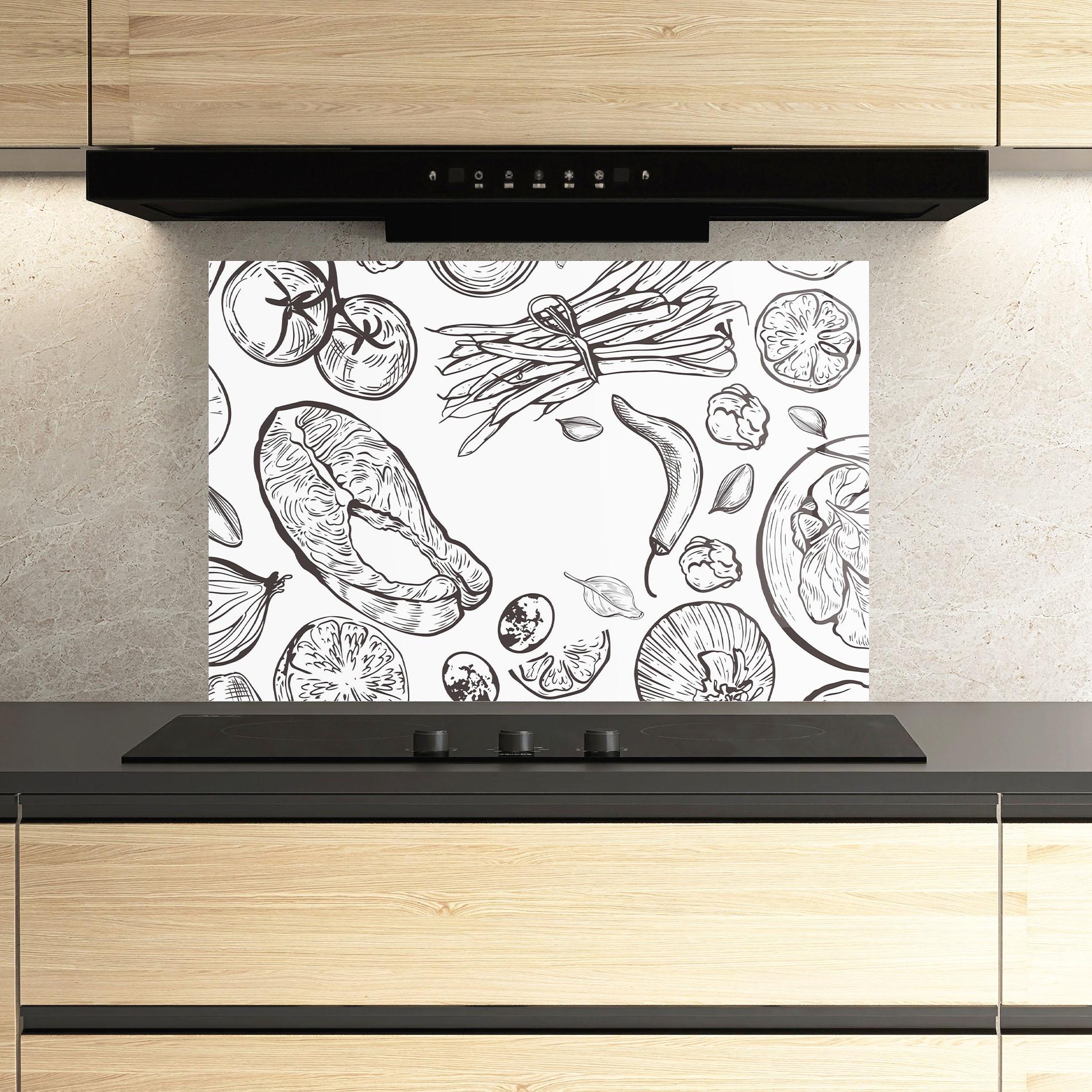 Стъклен панел за кухня Grey Line Food mockup 3