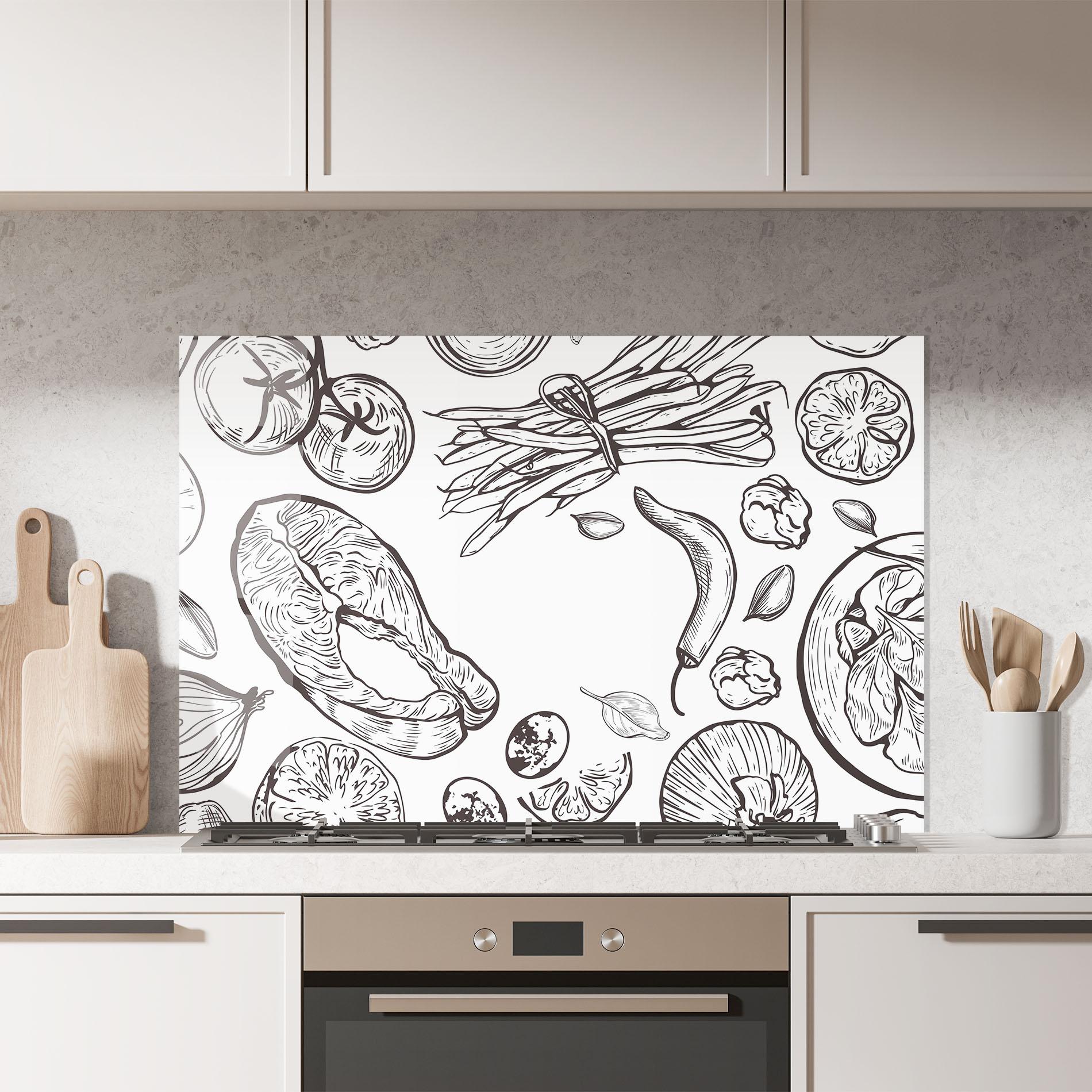 Стъклен панел за кухня Grey Line Food mockup 7