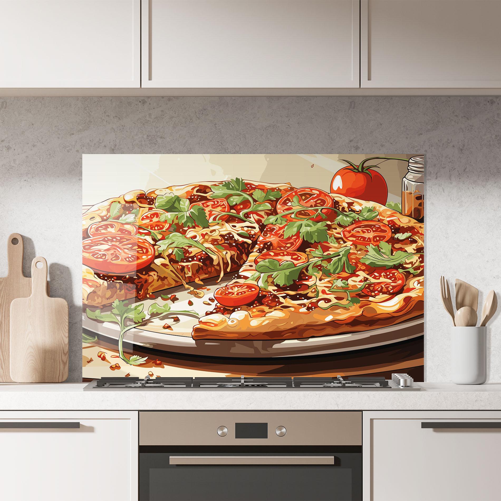 Стъклен панел за кухня Pizza View mockup 7