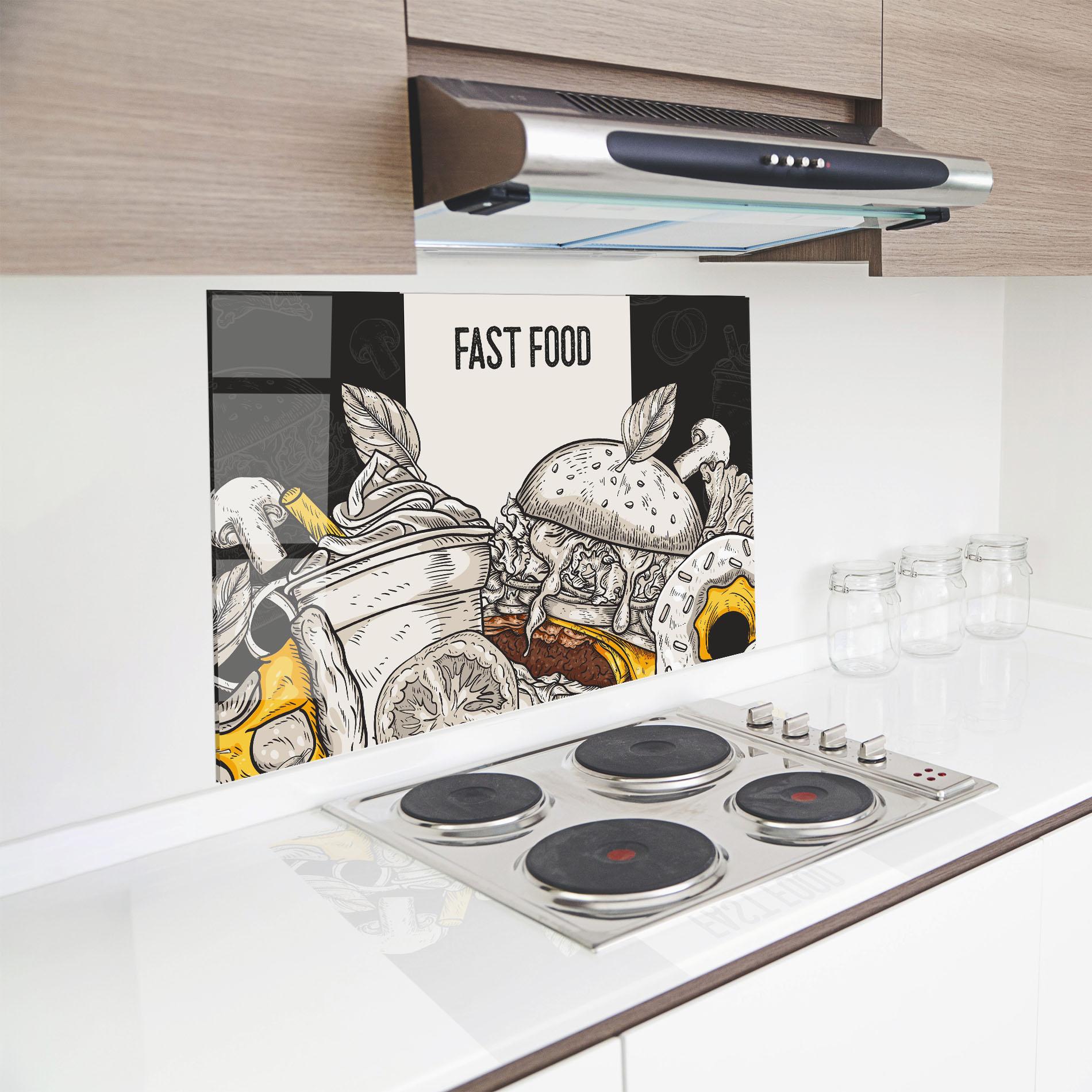 Стъклен панел за кухня Fast Food mockup 8