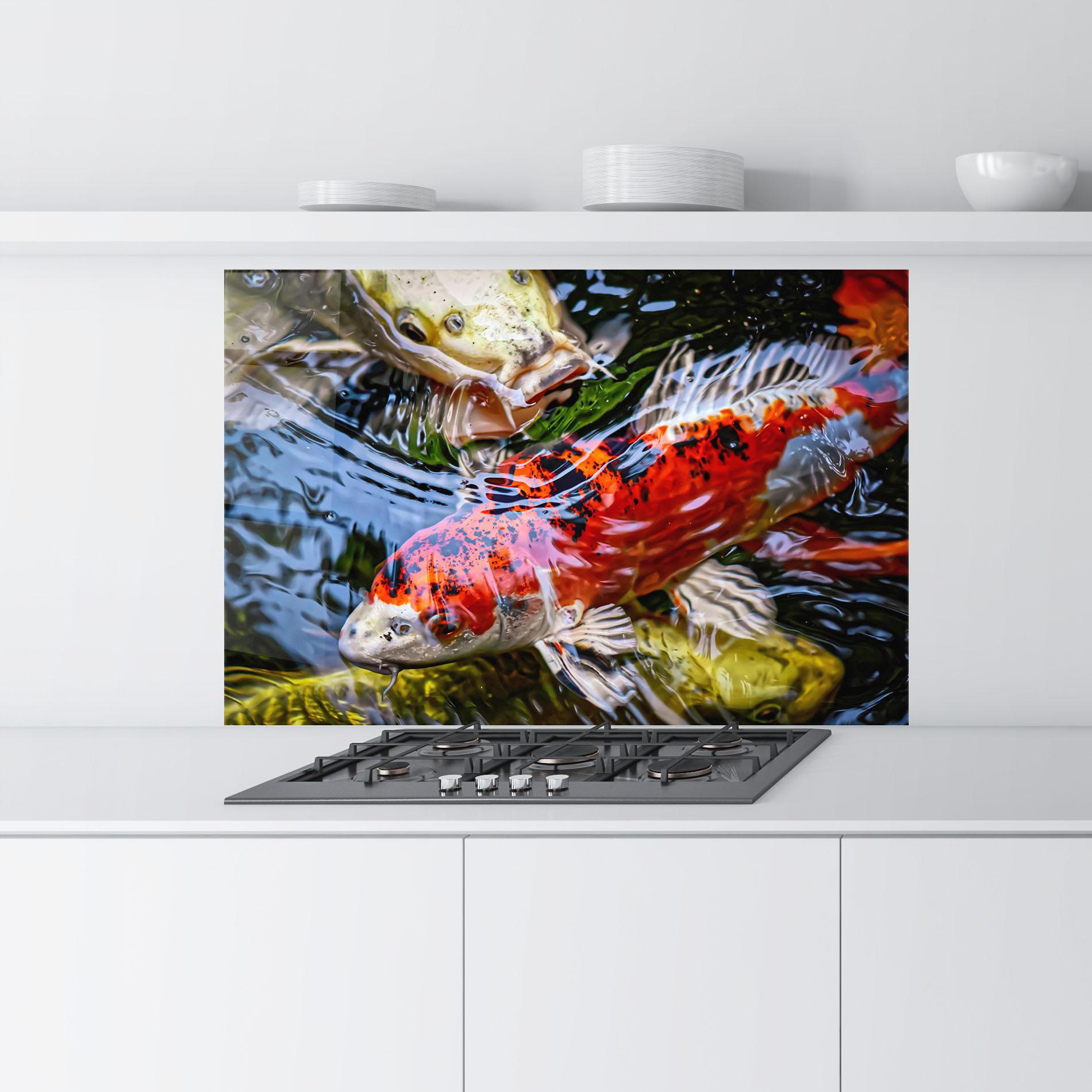 Стъклен панел за кухня Koi mockup 9