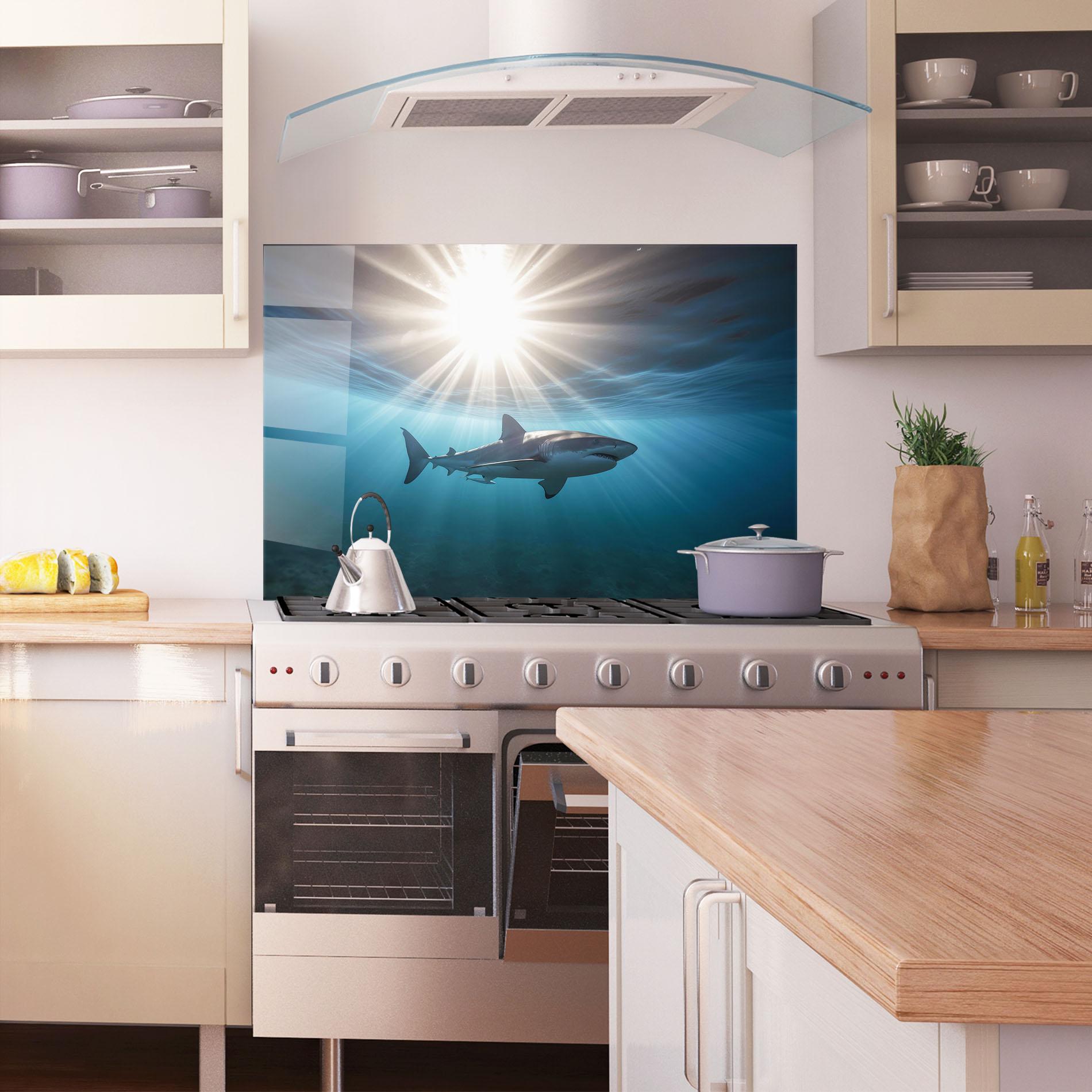 Стъклен панел за кухня Big Shark mockup 1