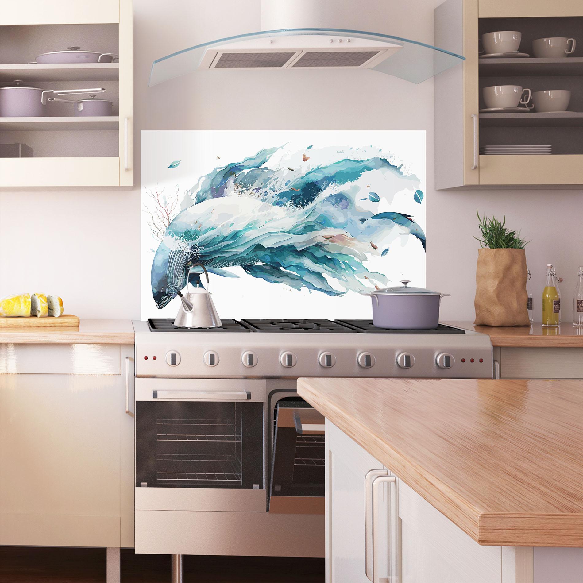 Стъклен панел за кухня Pretty Blue Fish mockup 1