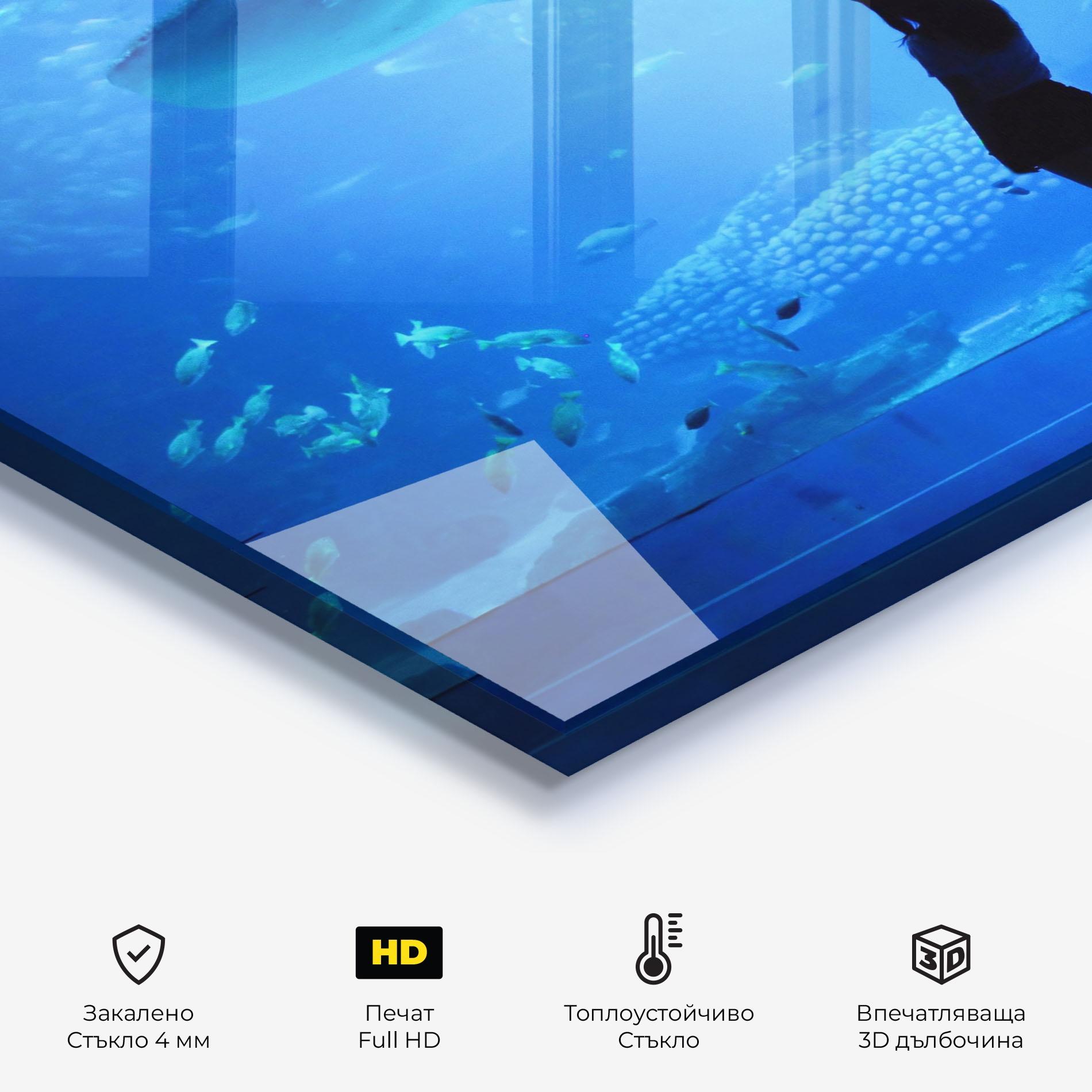 Стъклен панел за кухня Aquarium Girl mockup 2