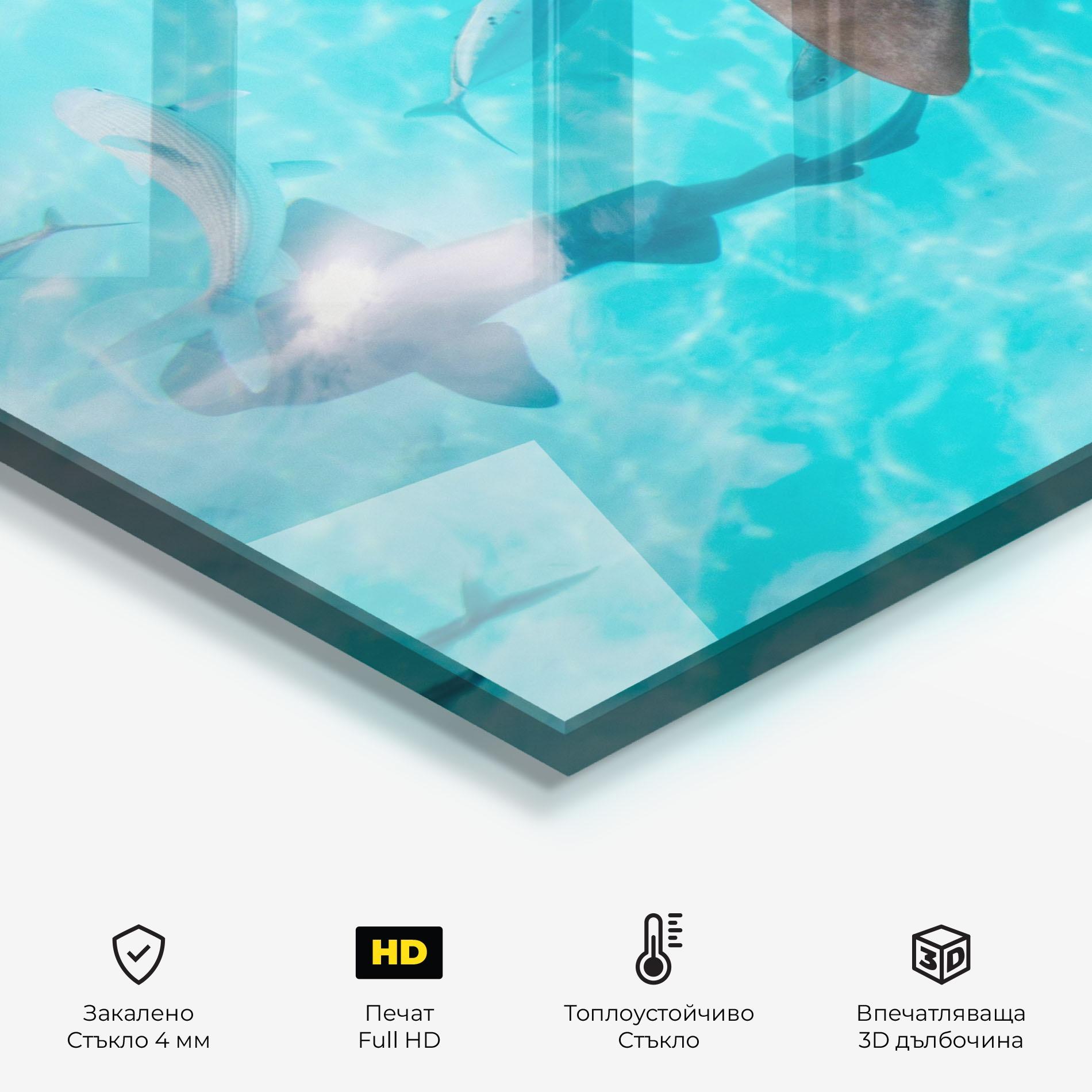 Стъклен панел за кухня Cute Shark mockup 2