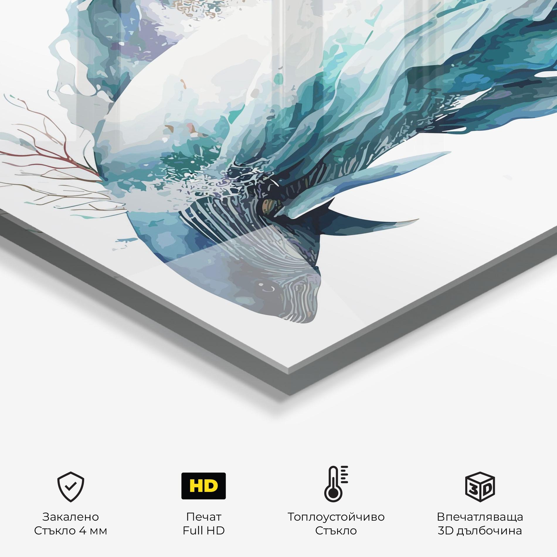 Стъклен панел за кухня Pretty Blue Fish mockup 2