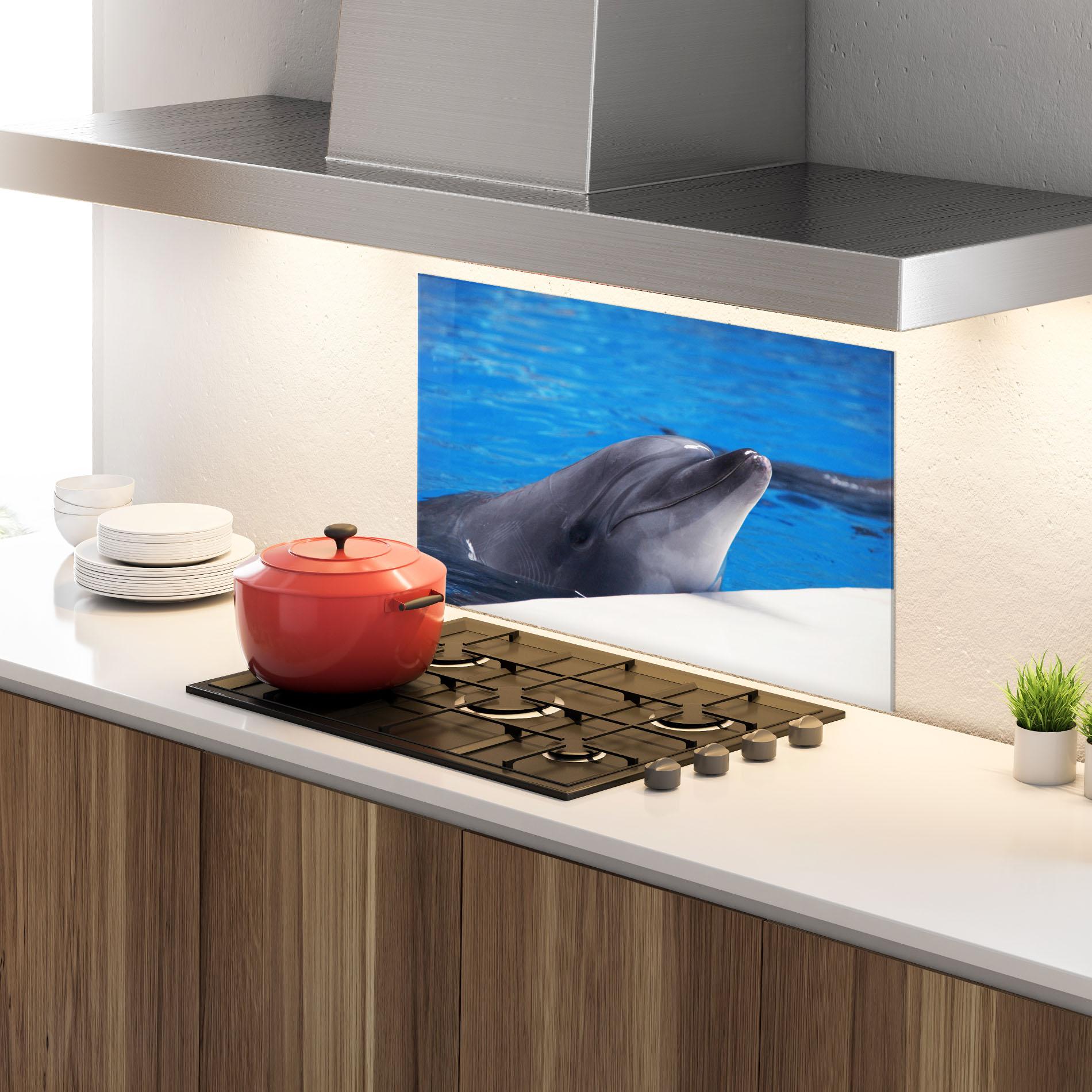 Стъклен панел за кухня Cute Dolphin mockup 4