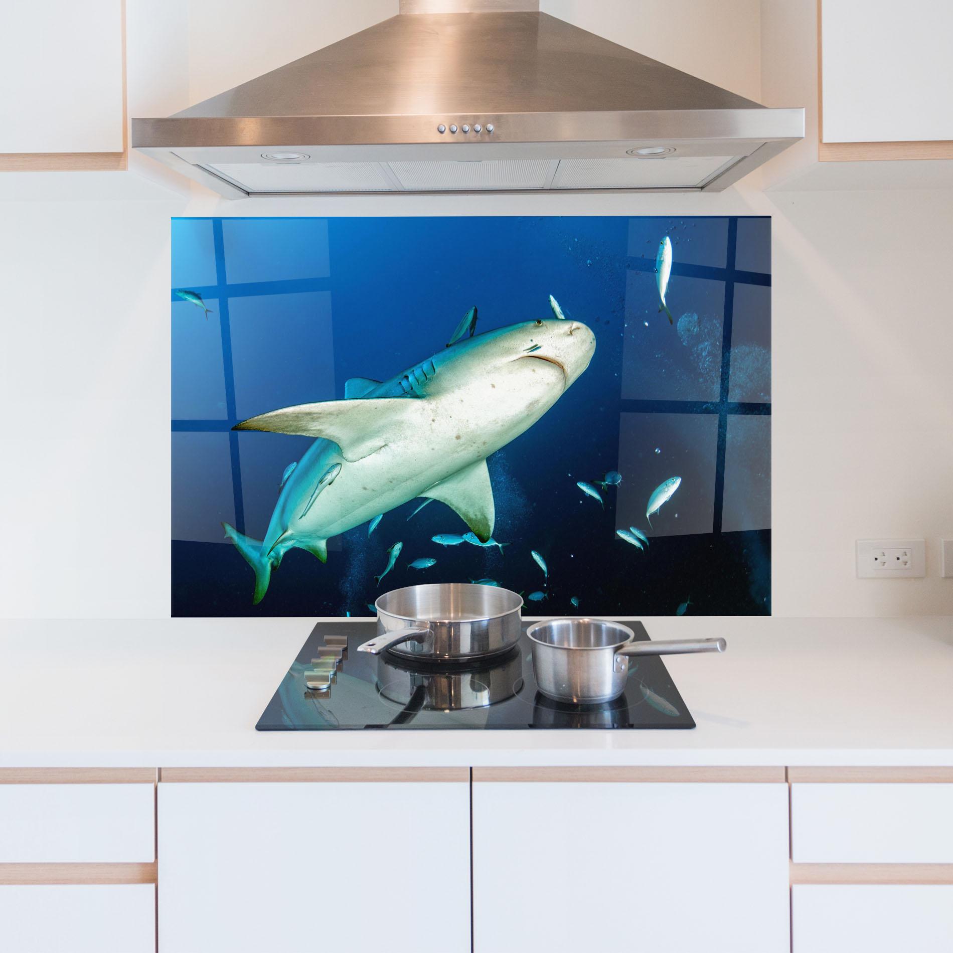 Стъклен панел за кухня Bull Shark mockup 5