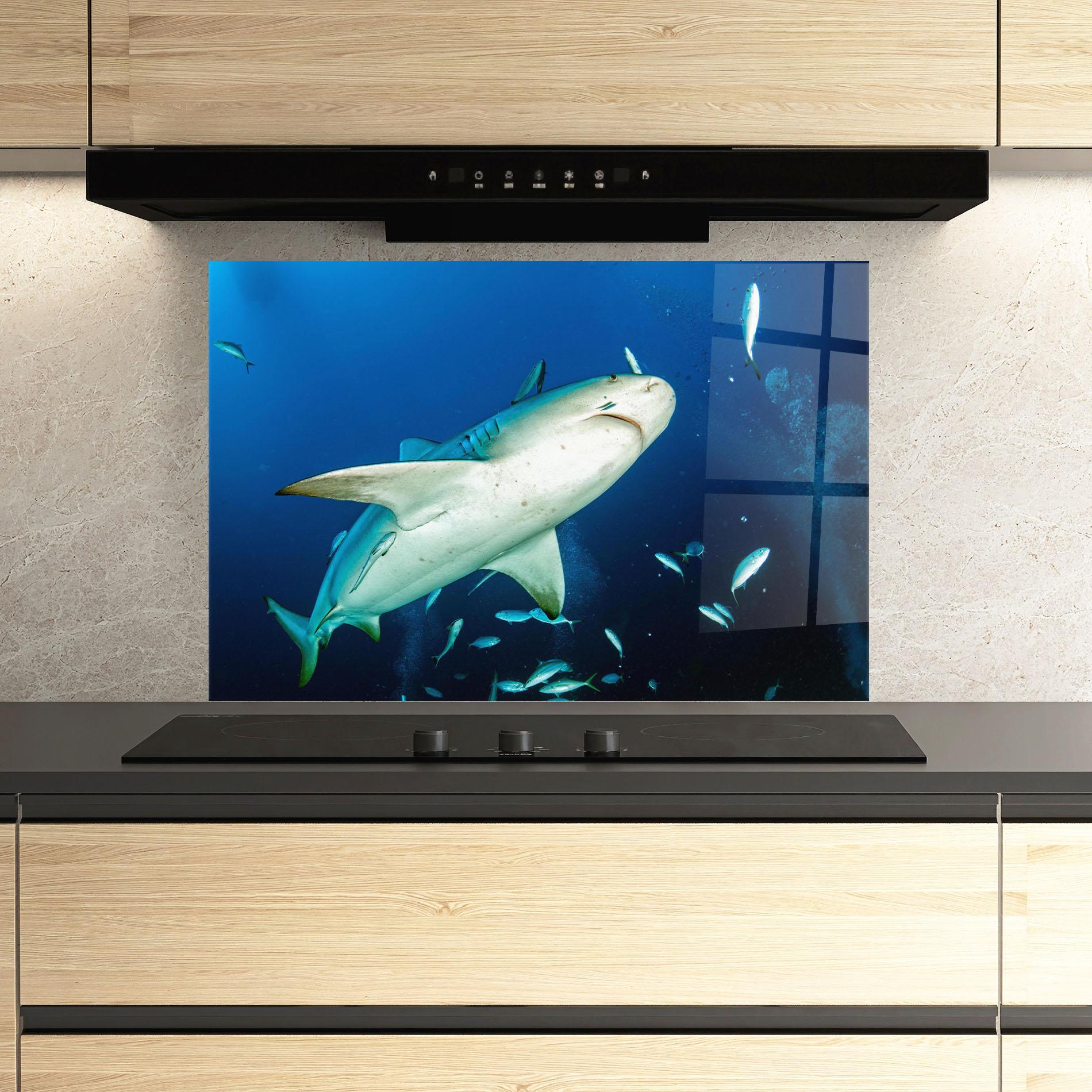 Стъклен панел за кухня Bull Shark mockup 3