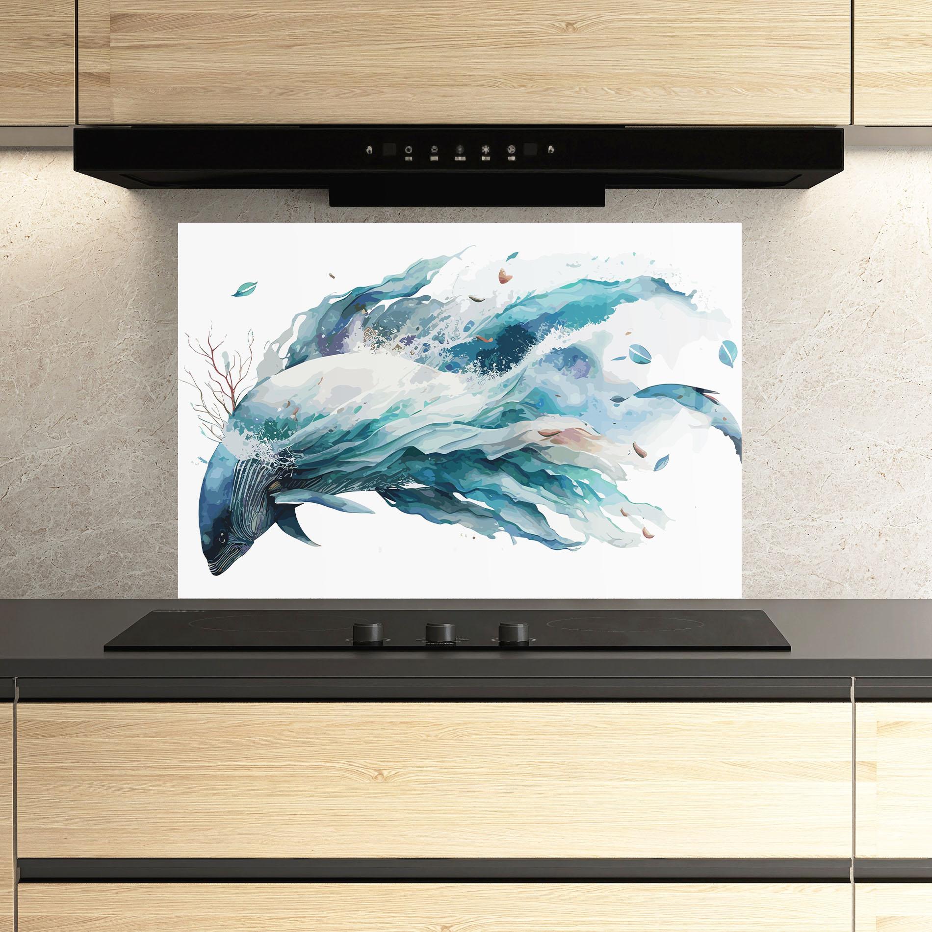 Стъклен панел за кухня Pretty Blue Fish mockup 3