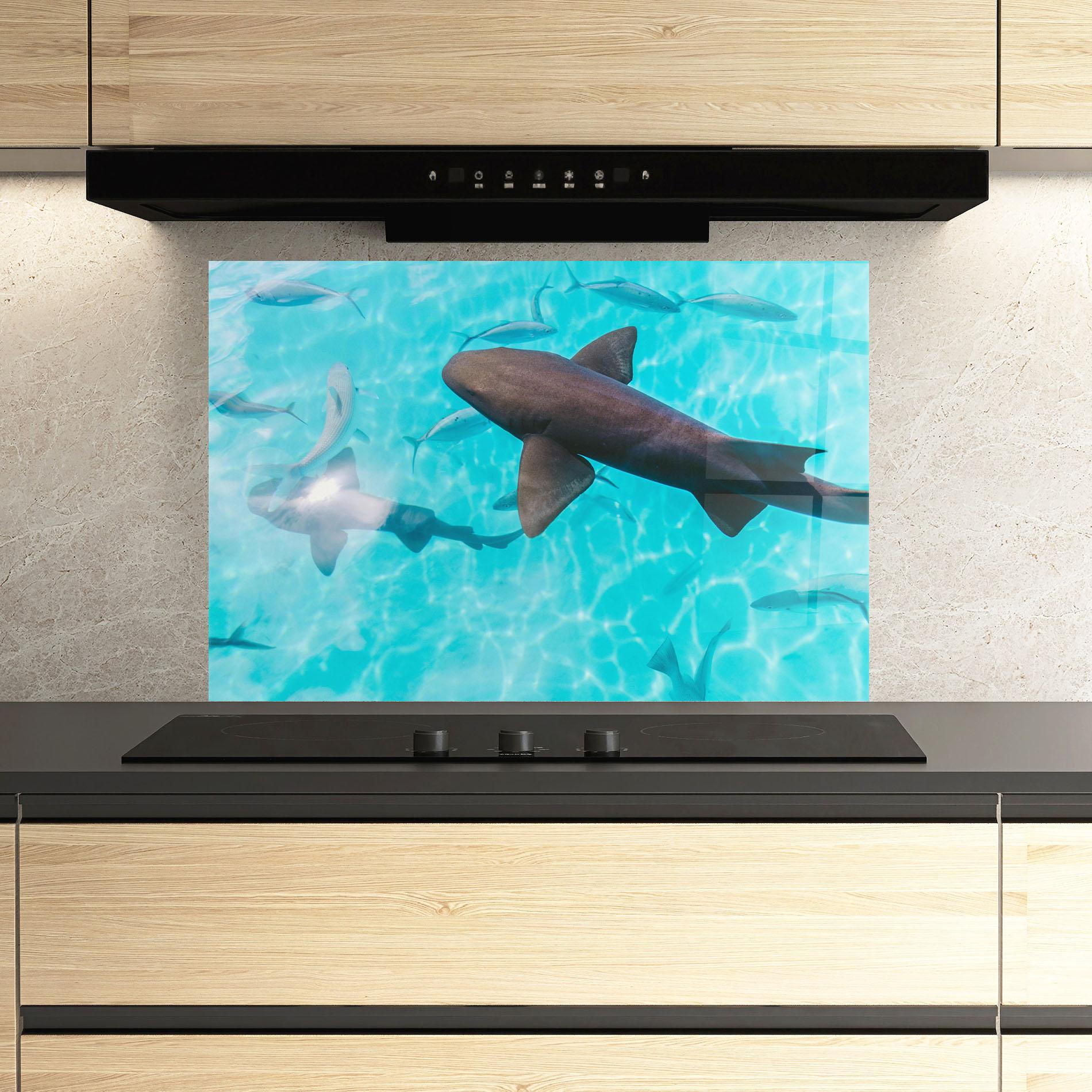 Стъклен панел за кухня Pretty Shark mockup 3