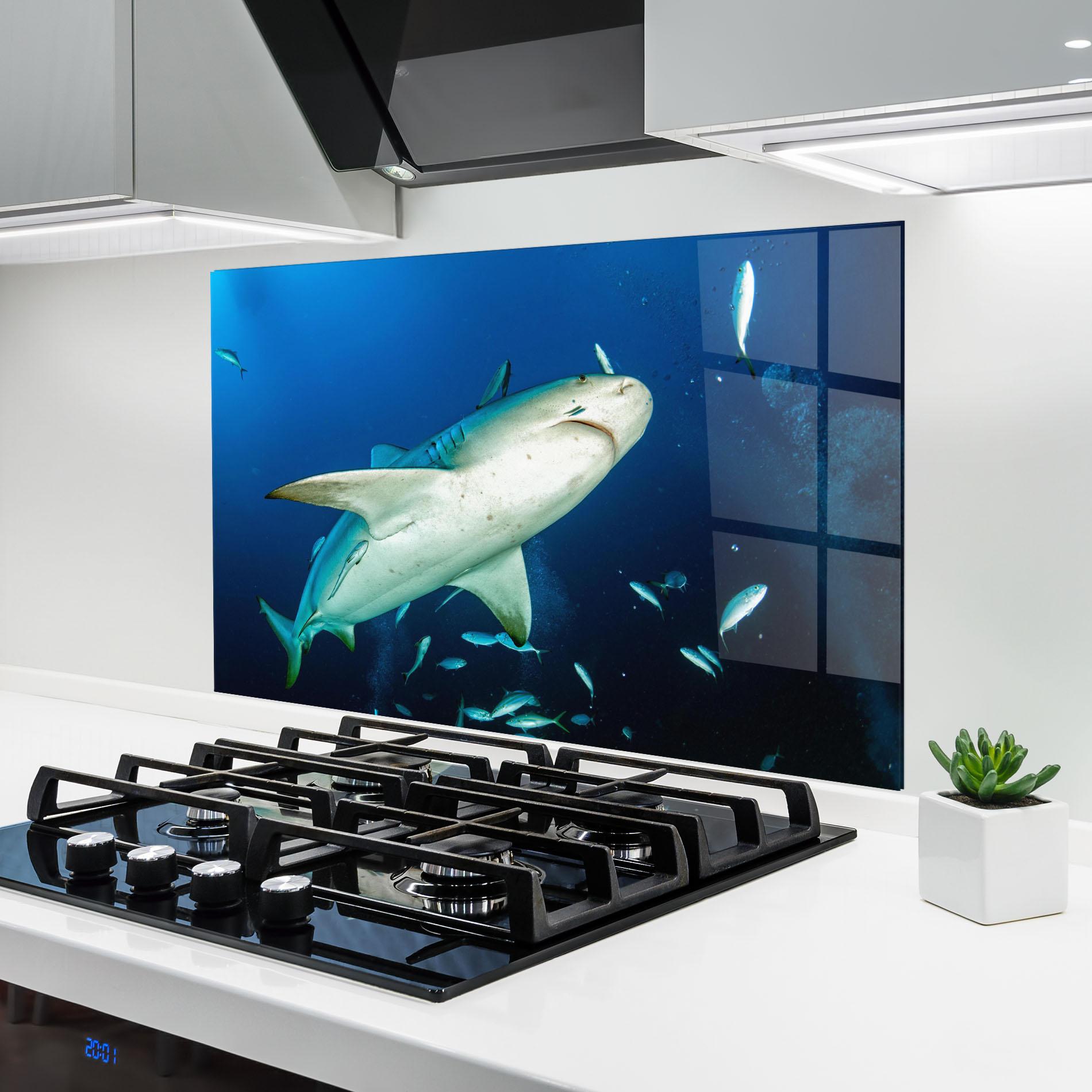 Стъклен панел за кухня Bull Shark mockup 6