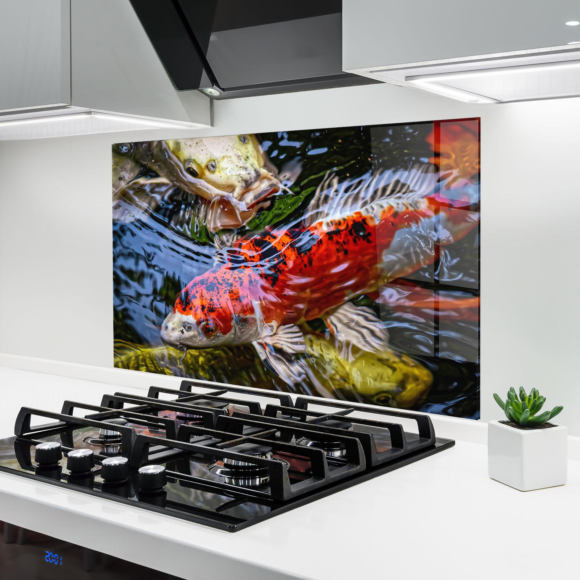 Стъклен панел за кухня Koi mockup 6