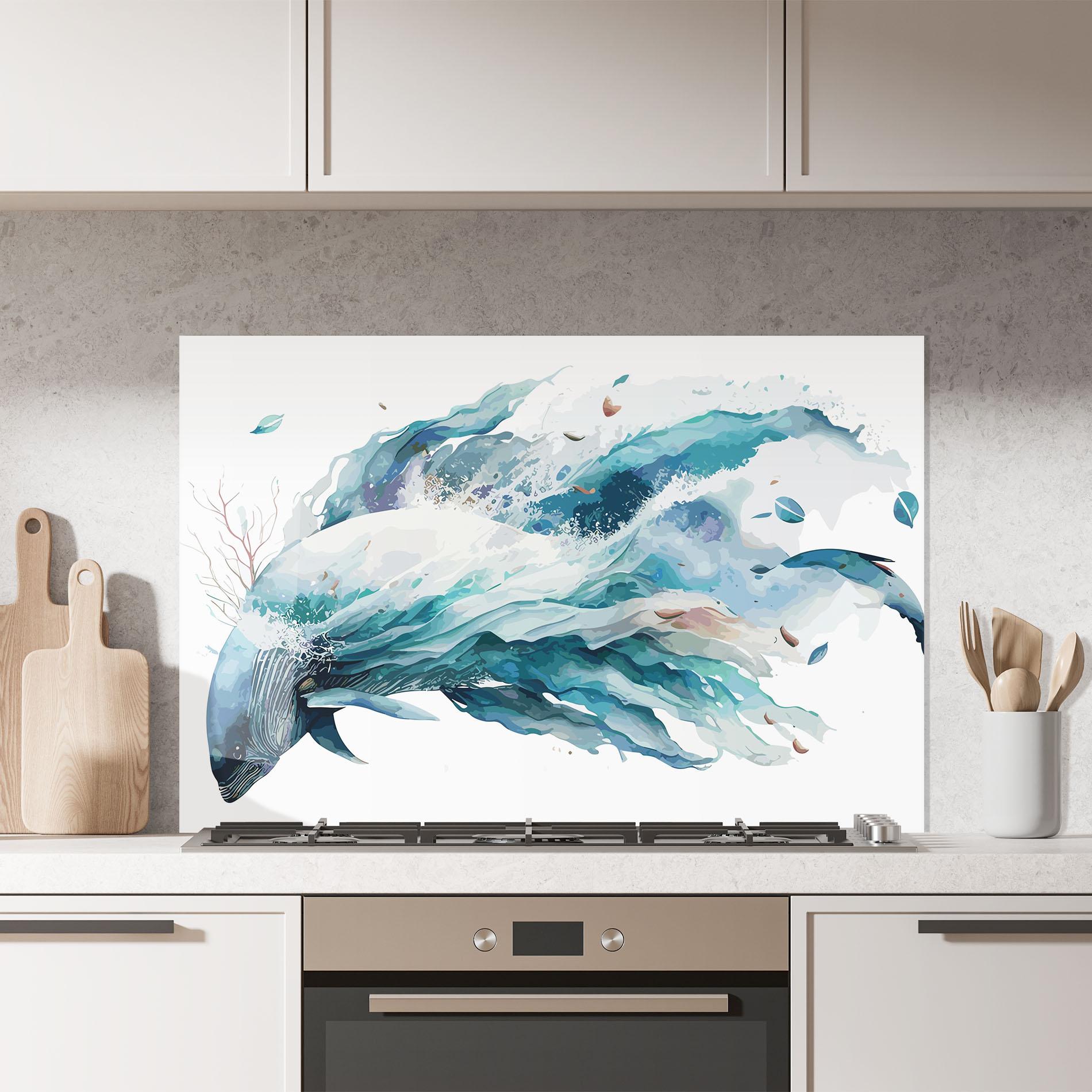 Стъклен панел за кухня Pretty Blue Fish mockup 7