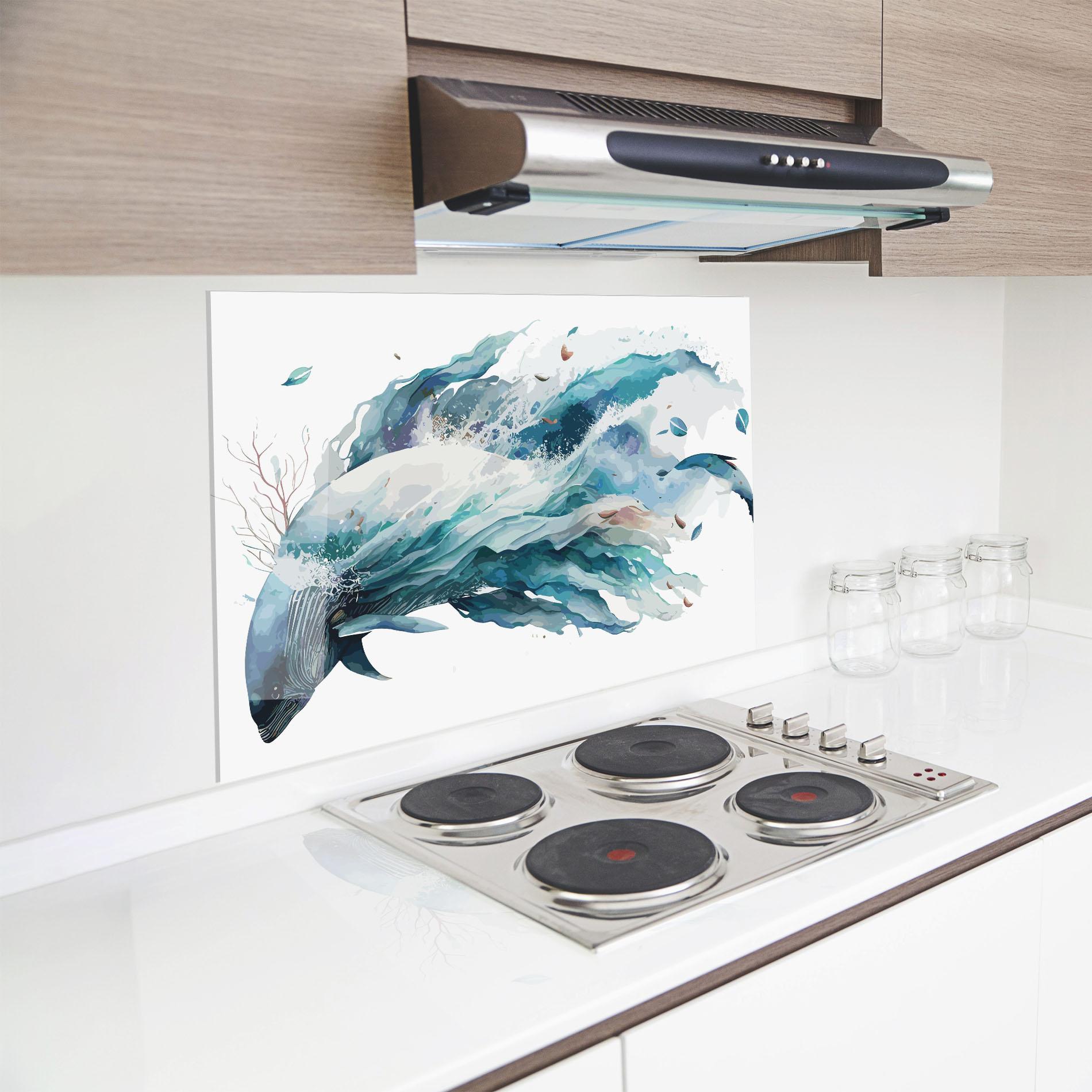 Стъклен панел за кухня Pretty Blue Fish mockup 8