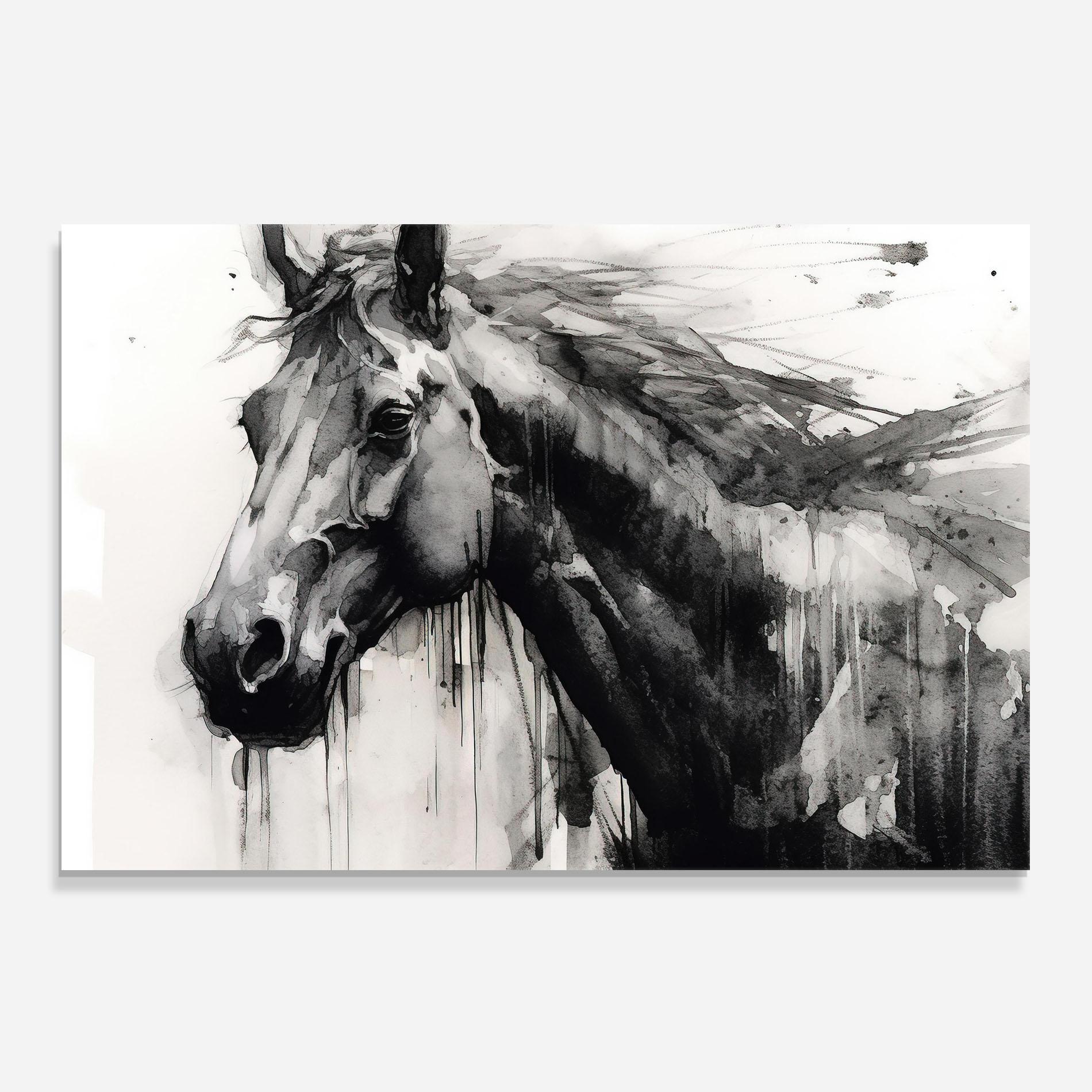 Стъклен панел за кухня Black Horse Painting mockup 0