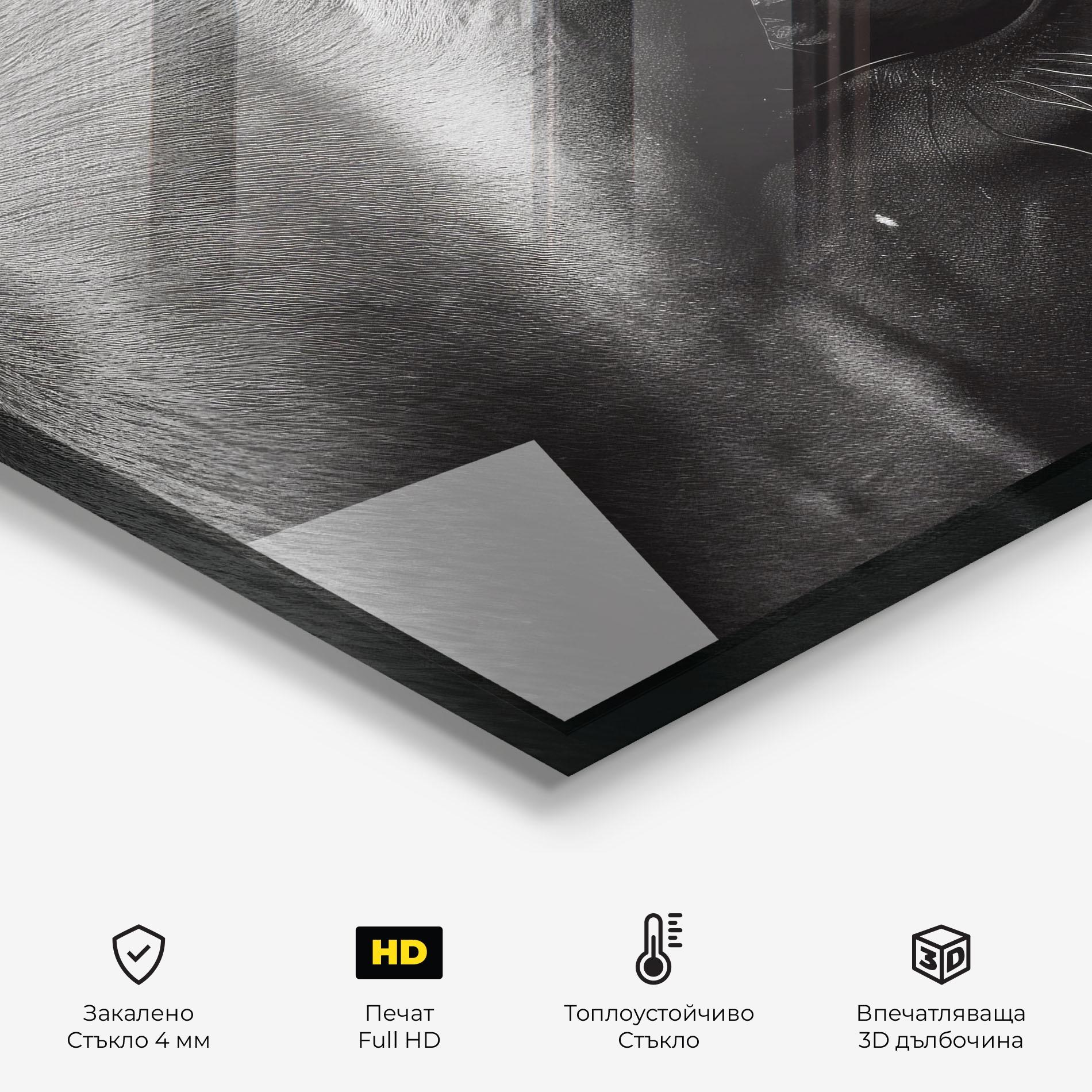 Стъклен панел за кухня Black Horse Eye mockup 2