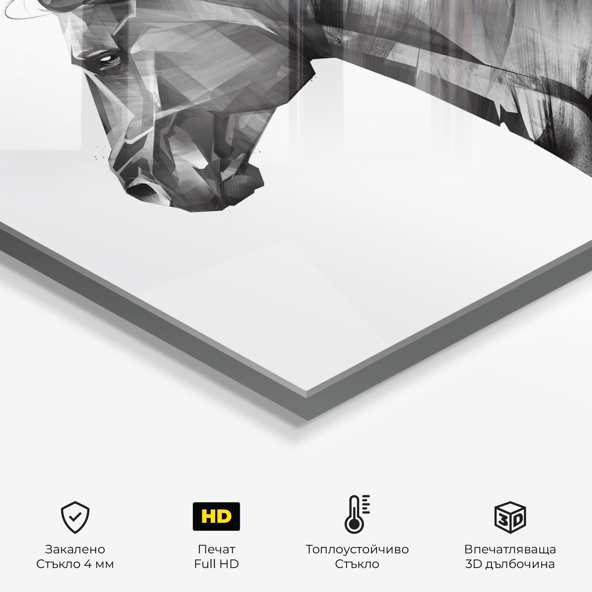 Стъклен панел за кухня Black Portrait Horse mockup 2
