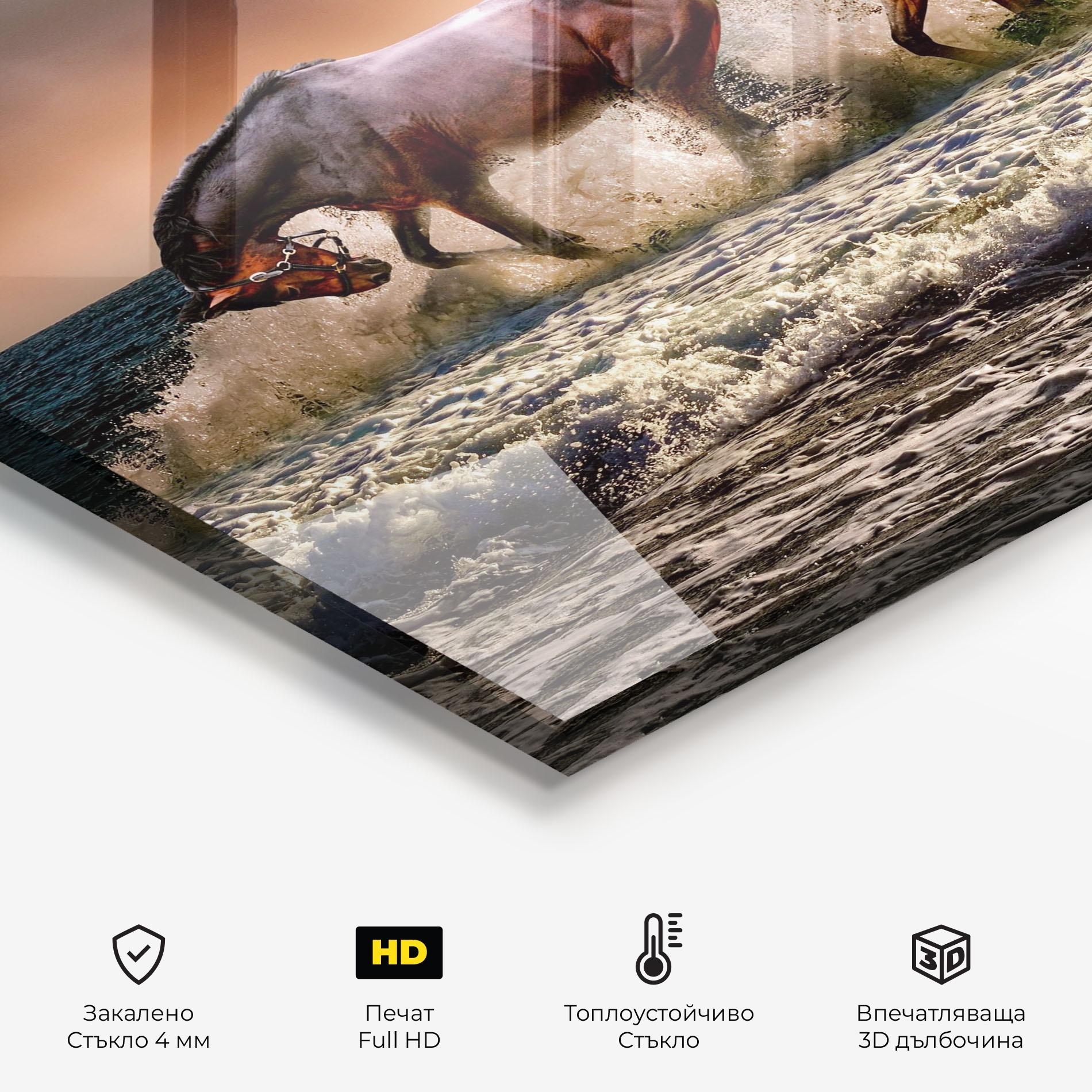 Стъклен панел за кухня Horse In Sea mockup 2