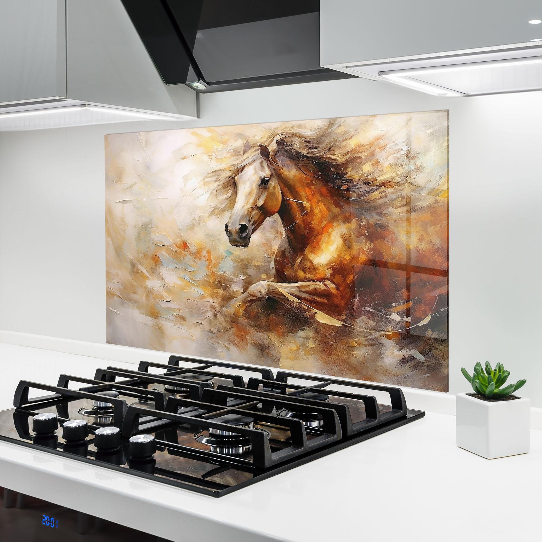 Стъклен панел за кухня Brown Horse Running mockup 6