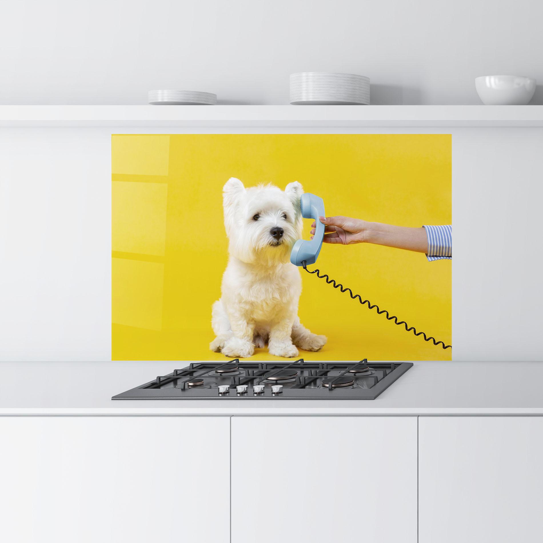 Стъклен панел за кухня Cute Little Dog mockup 9