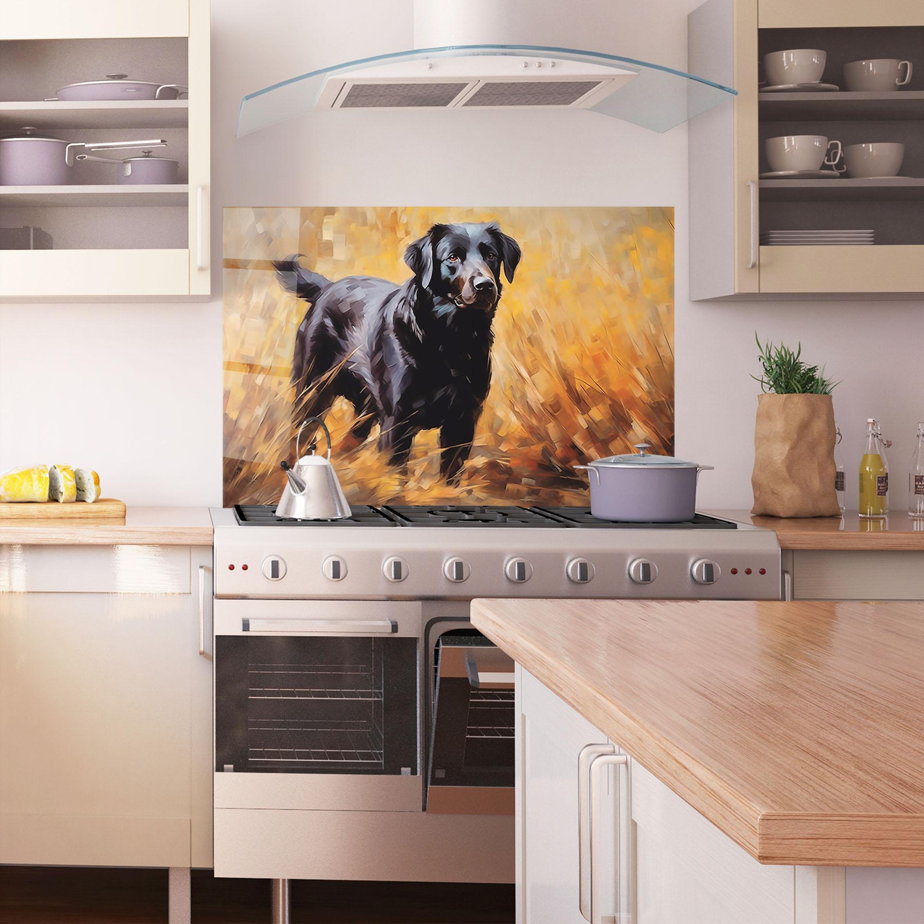 Стъклен панел за кухня Black Pretty Dog mockup 1