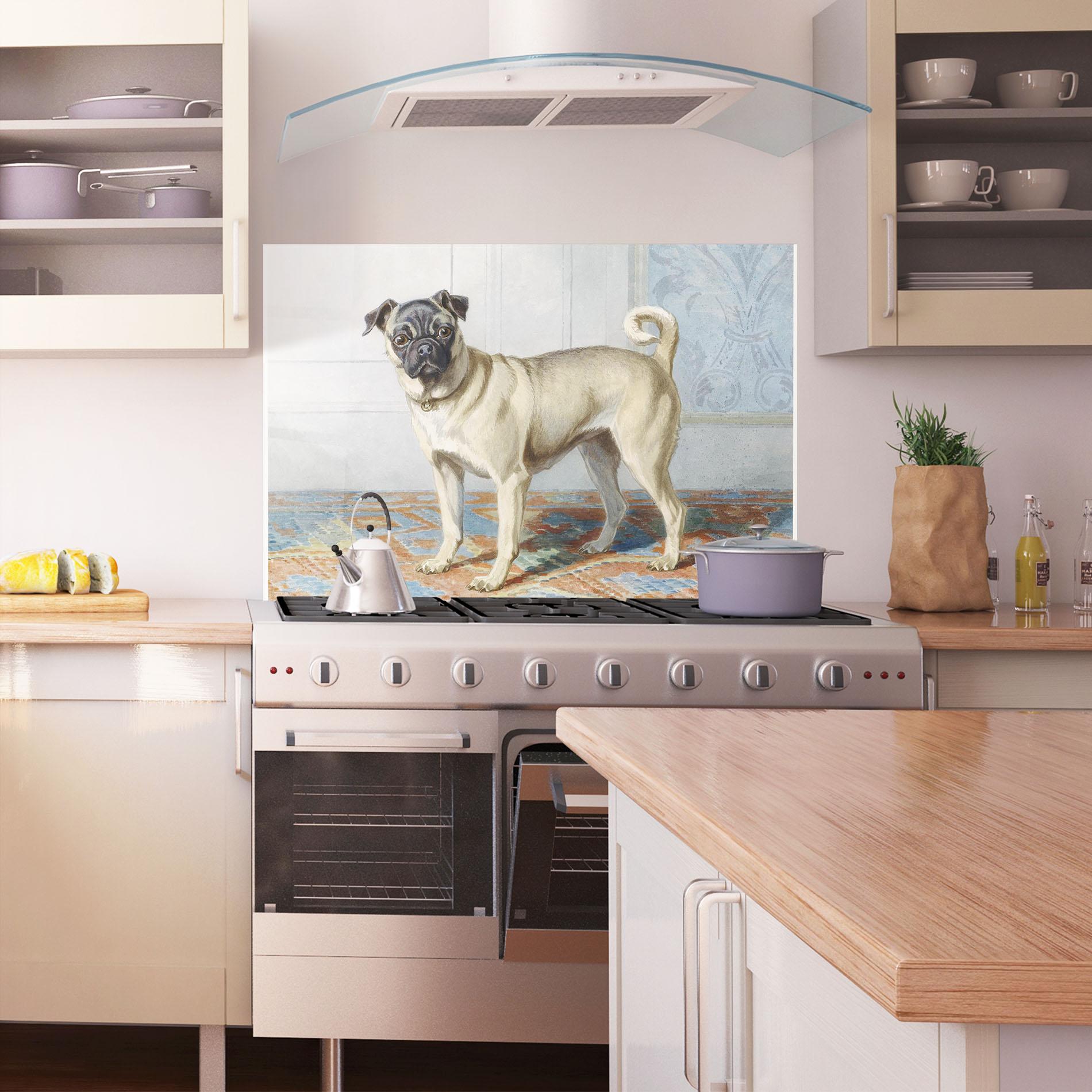 Стъклен панел за кухня Cute Cream Dog mockup 1