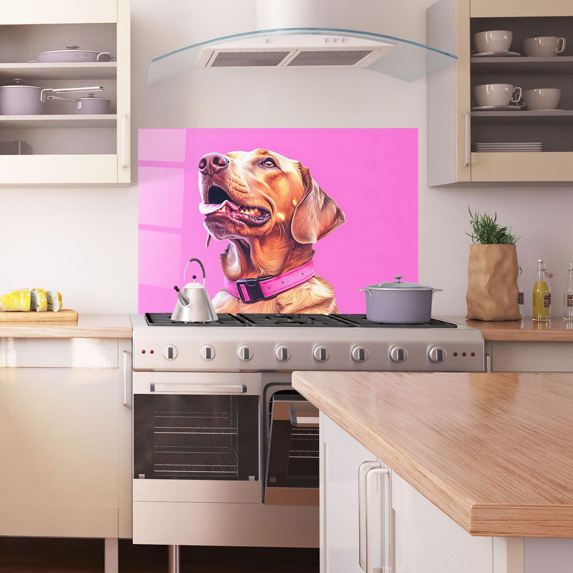 Стъклен панел за кухня Cute Retriever Dog mockup 1