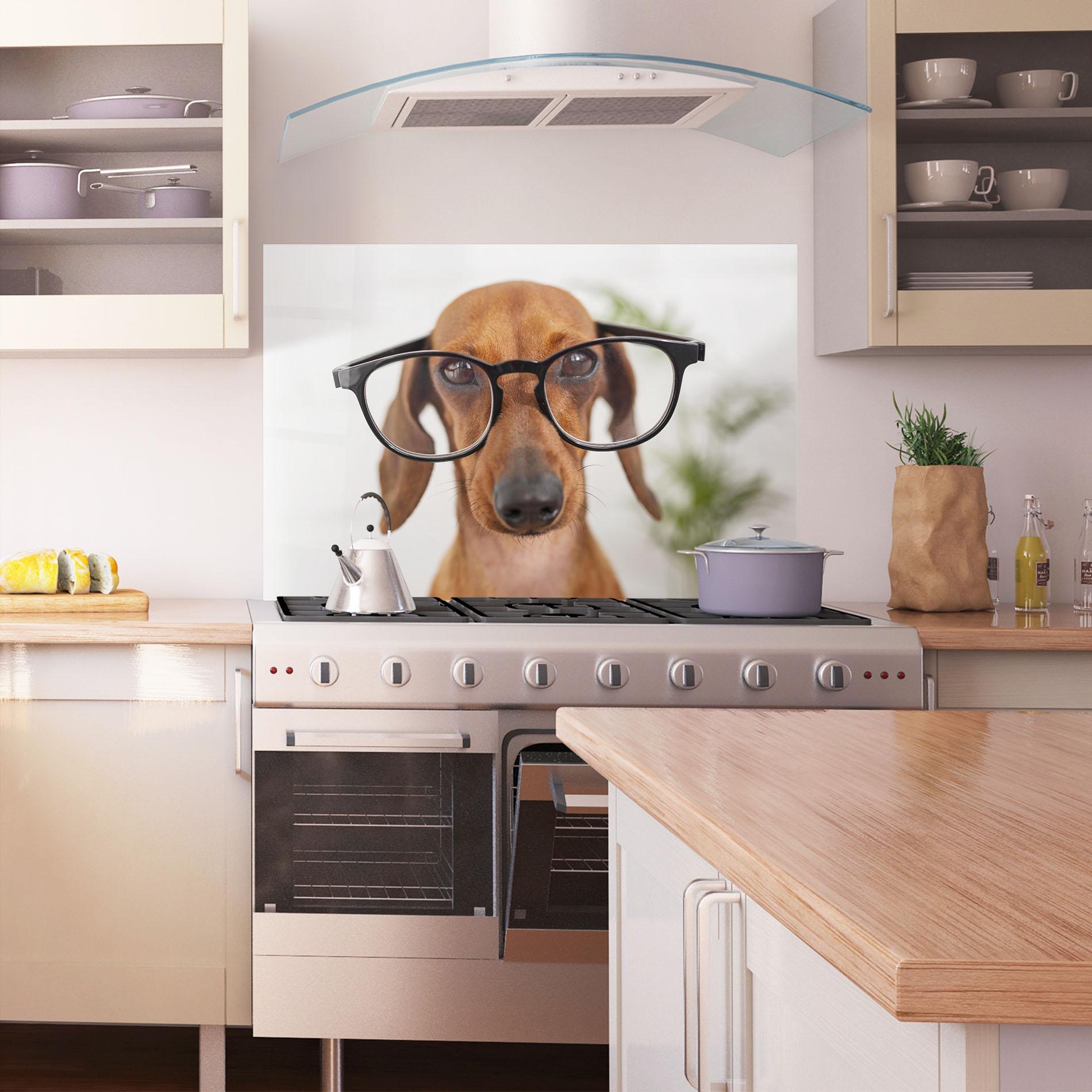 Стъклен панел за кухня Dog Wearing Glasses mockup 1